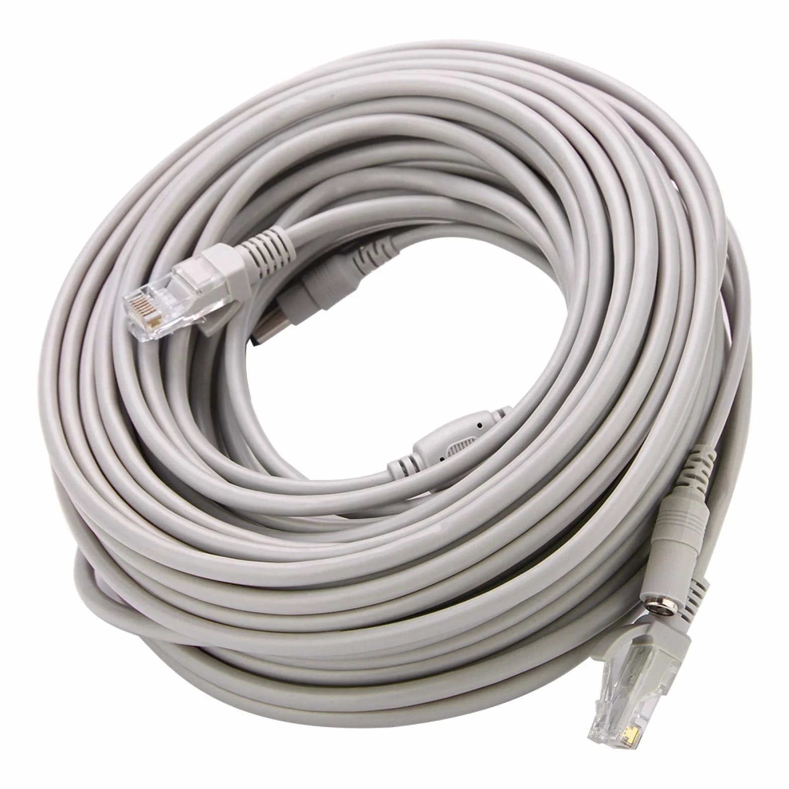 ASHATA Cavo Ethernet, 5M / 10M / 15M / 20M RJ45 + DC Cavo Ethernet CCTV Testa Maschio e Femmina Jack 2.1mm / 5.5mm per telecamere IP Sistema NVR 10 Mbps / 100 Mbps(20M)
