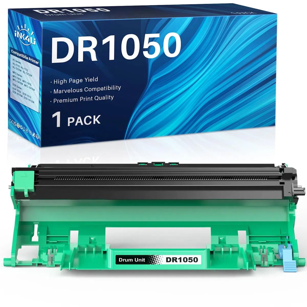INK4U DR1050 Tamburo Compatibile con Brother DR1050 Tamburo per Brother HL-1110 HL-1112 HL-1210W HL-1212W MFC-1810 MFC-1815 MFC-1910W MFC-1915W DCP-1510 DCP-1512 DCP-1610W DCP-1612W Drum DR 1050