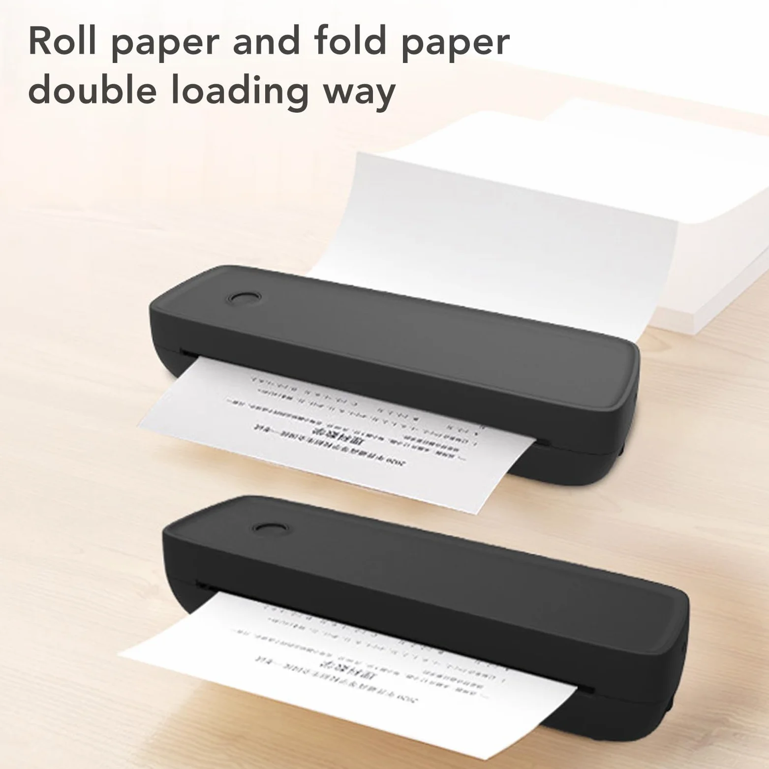 ciciglow Stampante Termica Portatile, Supporto per Stampante Mobile Bluetooth Stampante Termica Compatta Senza Inchiostro per Carta A4 A5, Compatibile con Android e IOS