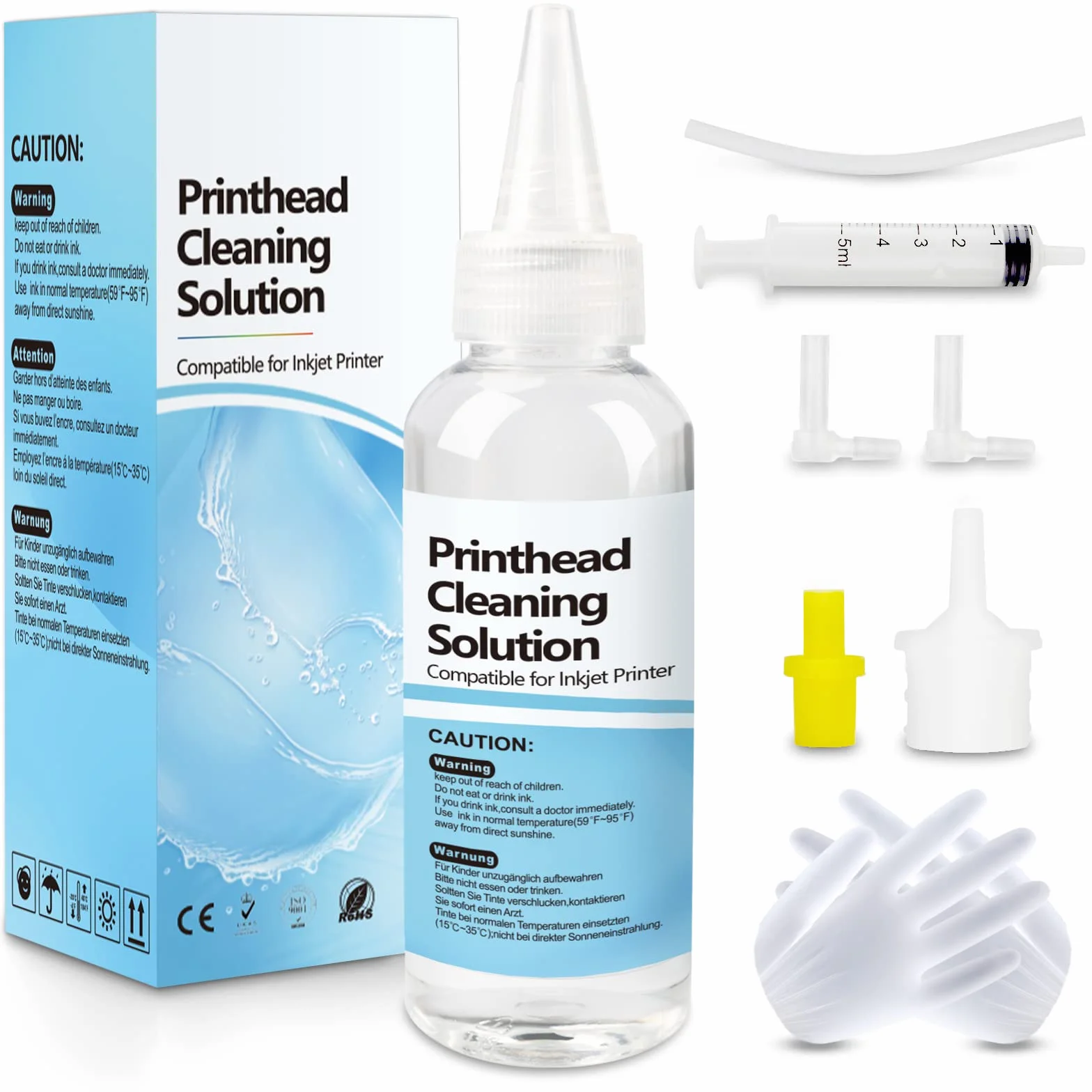 Kit Pulizia della Stampante Pulitore per Ugelli della Stampante Liquido per la Pulizia delle Testine di Stampa per Canon Epson HP Brother Samsung 100 ml