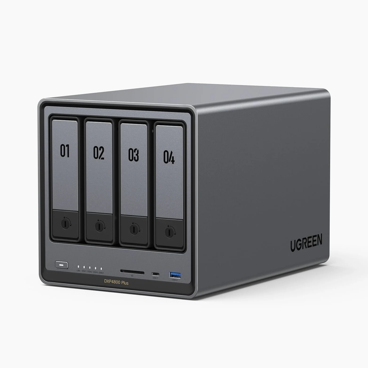 UGREEN NASync DXP4800 Plus, NAS desktop a 4 bay, CPU Intel Pentium Gold 8505 a 5 core, RAM DDR5 da 8 GB, SSD da 128 GB, 1 * 10 GbE, 1 * 2,5 GbE, 2 * slot M.2 NVMe, HDMI 4K (senza disco)