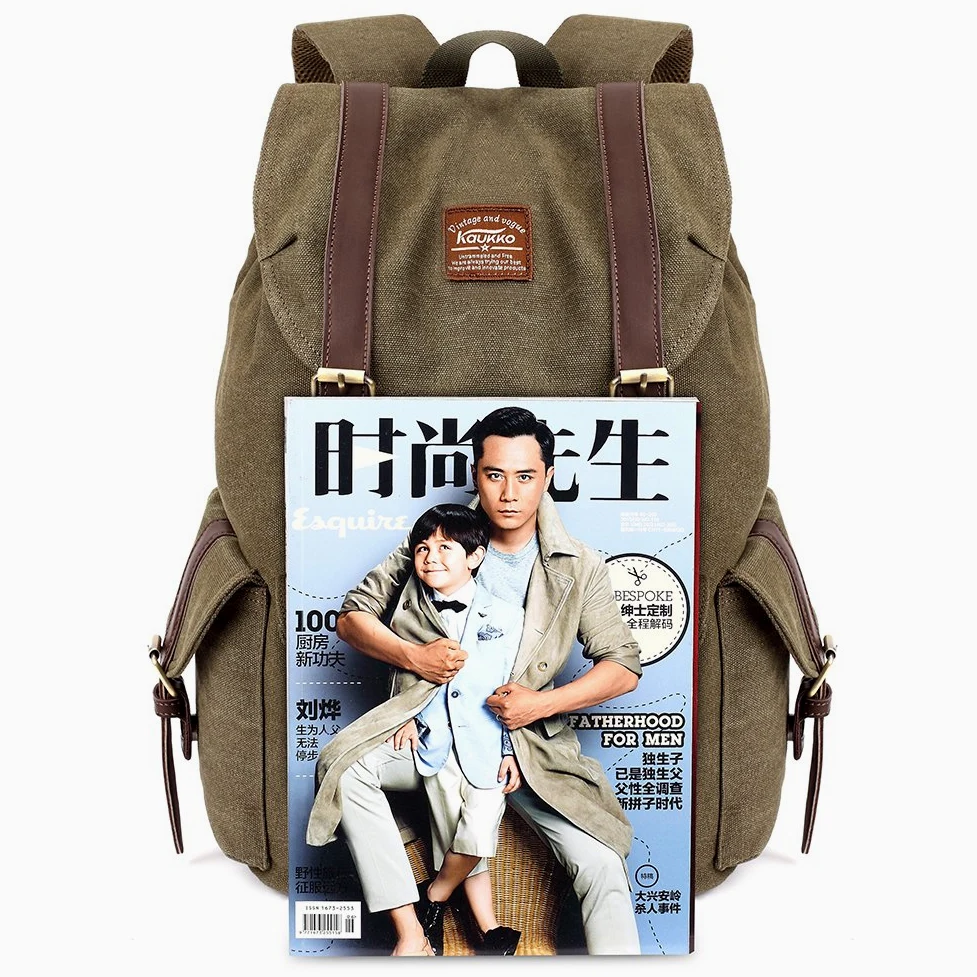 KAUKKO Annata Tela di viaggio un'escursione zaino di campeggio Escursionismo Bag per gli sport esterni svago Daypacks Sports Freizeit Daypacks (Army green)