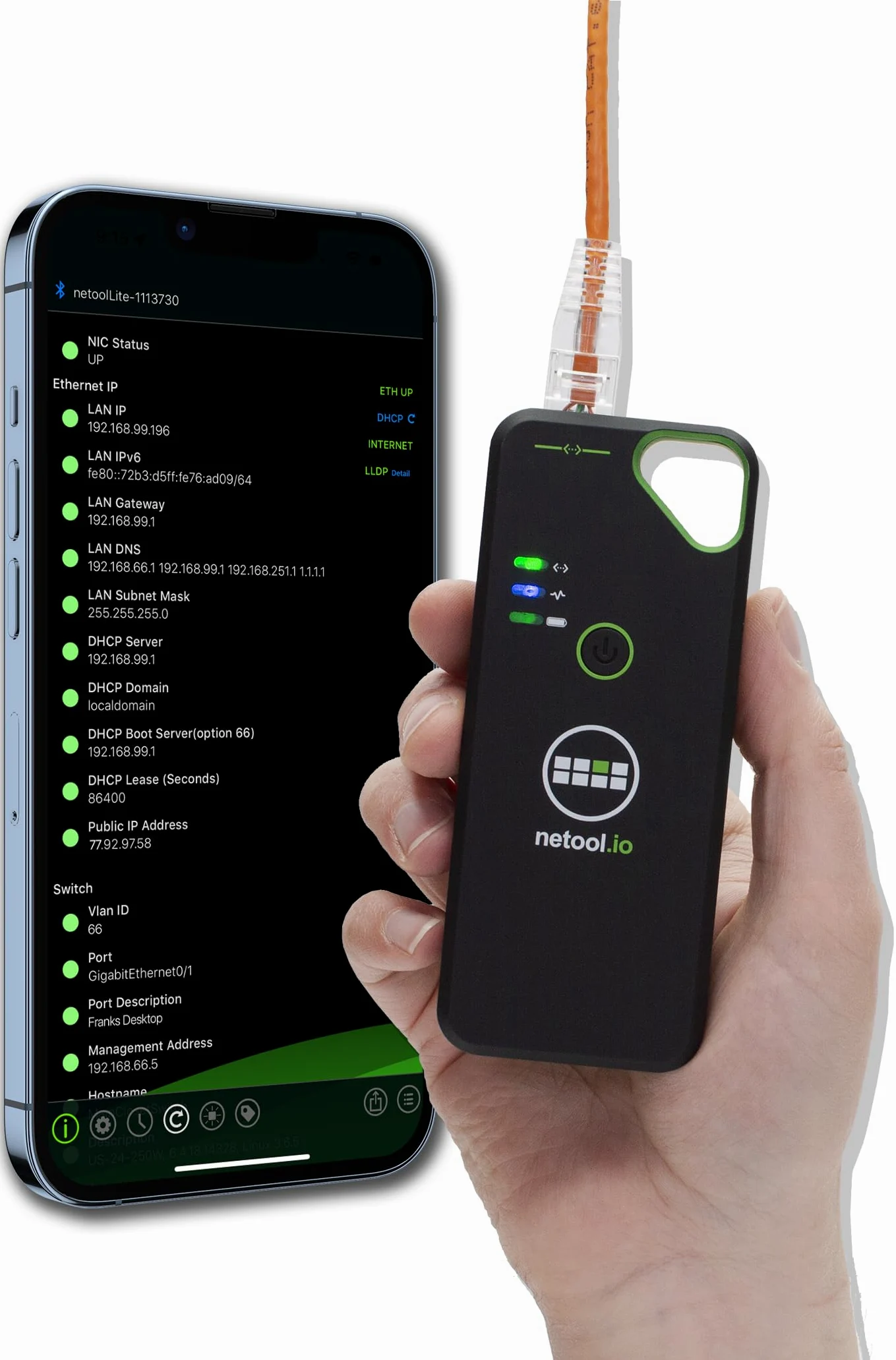 NetPeppers Netzwerkverkabelung-Tester netool.io Lite Smarter Netzwerktester - * Auftragsbezogen - nicht Stornierbar * - Erhalten Sie alle wichtigen Tools f?r die Analyse und die Fehlersuche im Netzwe