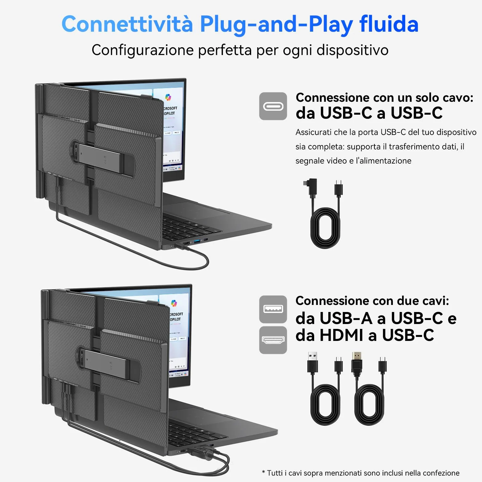 Blackview Monitor Portatile per Laptop, 15,6“ FHD 1200P 100% sRGB FHD Ultra Leggero Adatto a Tutte Dimensioni Laptops Venire con Type-C USB HDMI Plug-Play per Mac, Windows, Chrome, Android