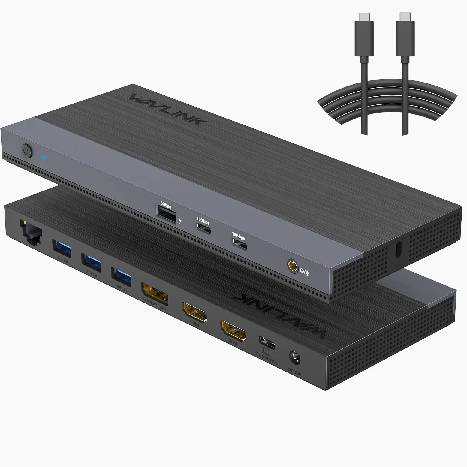 WAVLINK 13-in-1 USB C Triple Display Docking Station, supporto 65W di ricarica per PC, Max 8K@30Hz con DisplayPort, HDMI, PD, USB 3.0/3.2, Gigabit Ethernet, Jack Audio