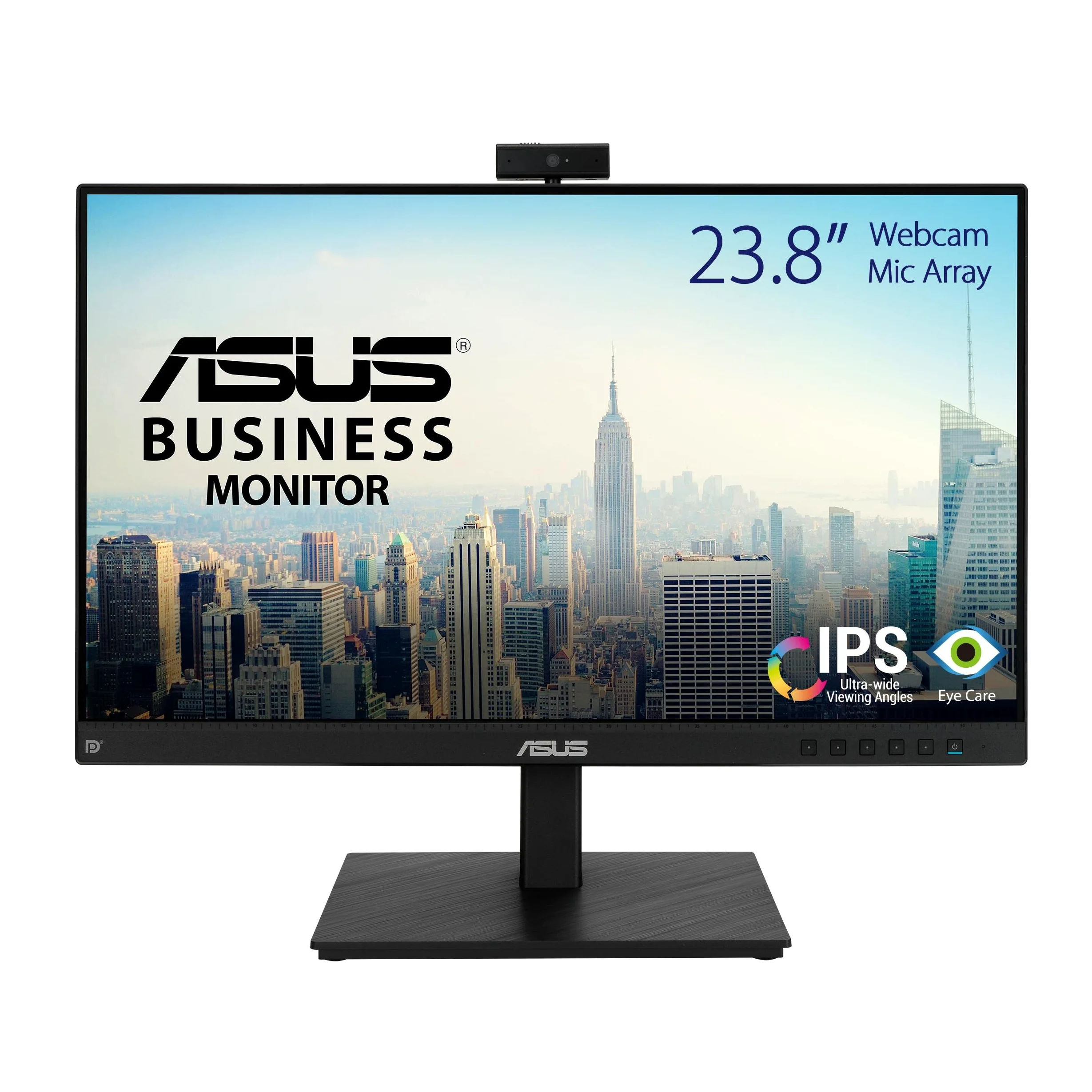 ASUS BE24EQSK, Monitor per Video Conferenze da 23,8" IPS Full HD, Nero | Design Senza Cornice, Webcam FHD, Porta per il Microfono e HDMI, Altoparlanti, Tecnologia Eye Care e Anti-Sfarfallio