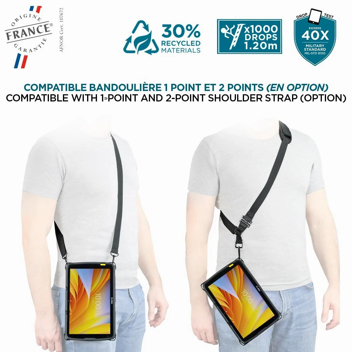MOBILIS Custodia Robusta per Tablet Zebra ET40 ET45 10", Antiurto di Livello Militare, Copertura Protettiva Compatibile con gli Accessori Zebra, Materiali Riciclati, Nero