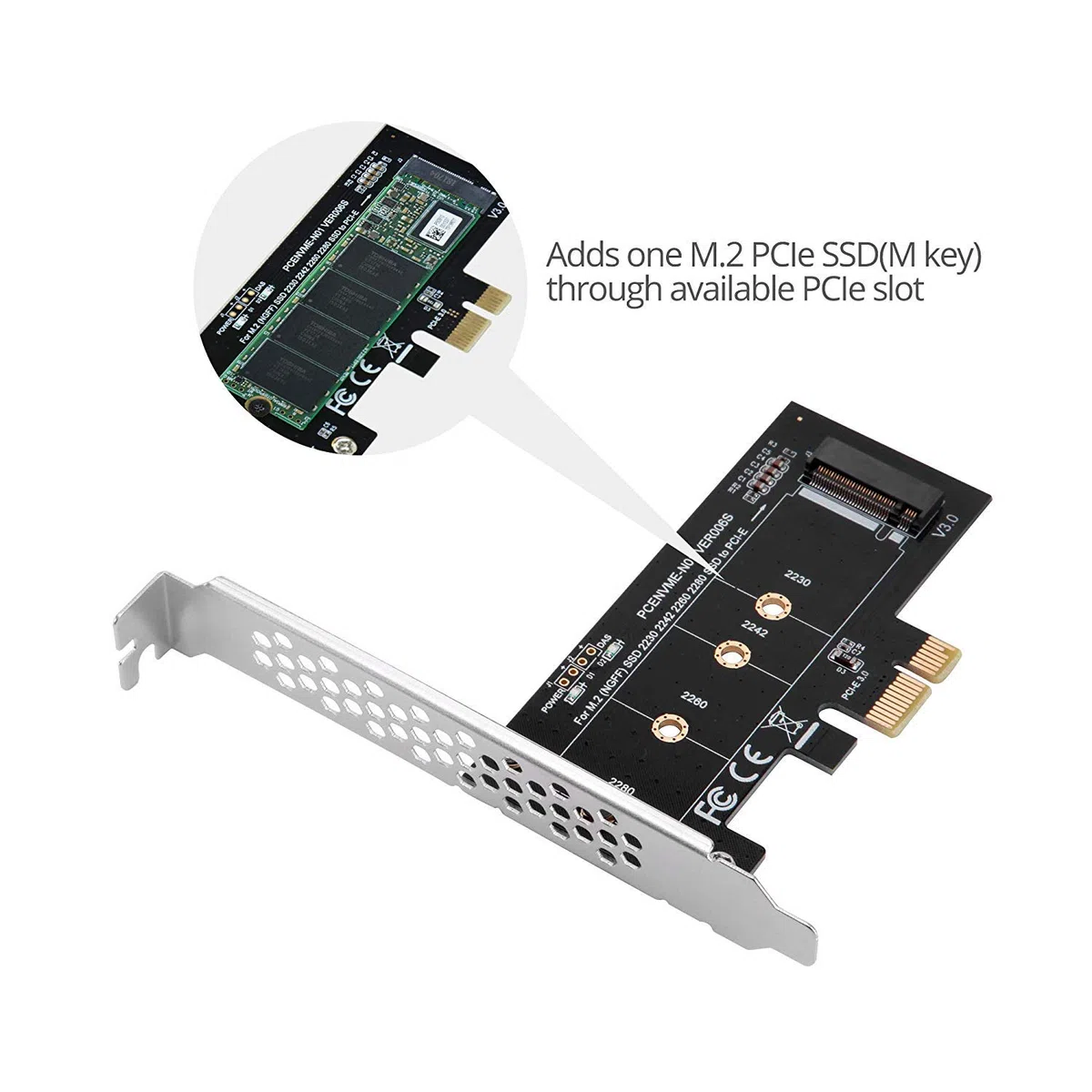 Scheda di Espansione M.2 NVME su PCIe 3.0 1X, Scheda Adattatore PCIe NVME M-Key SSD, Compatibile con formati 2280/2260/2242/2230