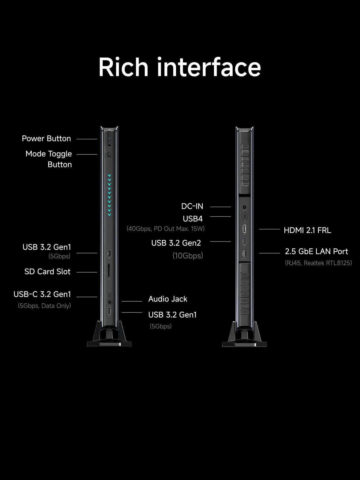 MINISFORUM G7 Pro Mini PC Gaming, Intel Core i9-14900HX (24C/32T, fino a 5,8 GHz), RTX 5070 GPU 8GB GDDR7 (DLSS 4), PCIe 5.0, Wi-Fi 7, USB4, HDMI 2.1, RGB, Barebone (Senza RAM/SSD)