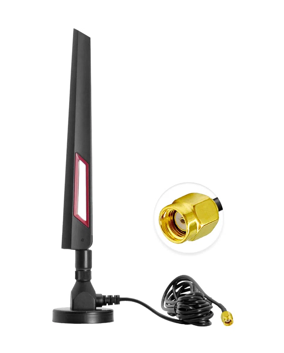 Vecys 4G Antenna RP SMA Maschio Connettore Omni-direzionale 4G Full-Band Router Esterno Antenna Pieghevole a Colla Stick 8 dBi ad Alto Guadagno con Base Magnetica Cavo 3M RG174