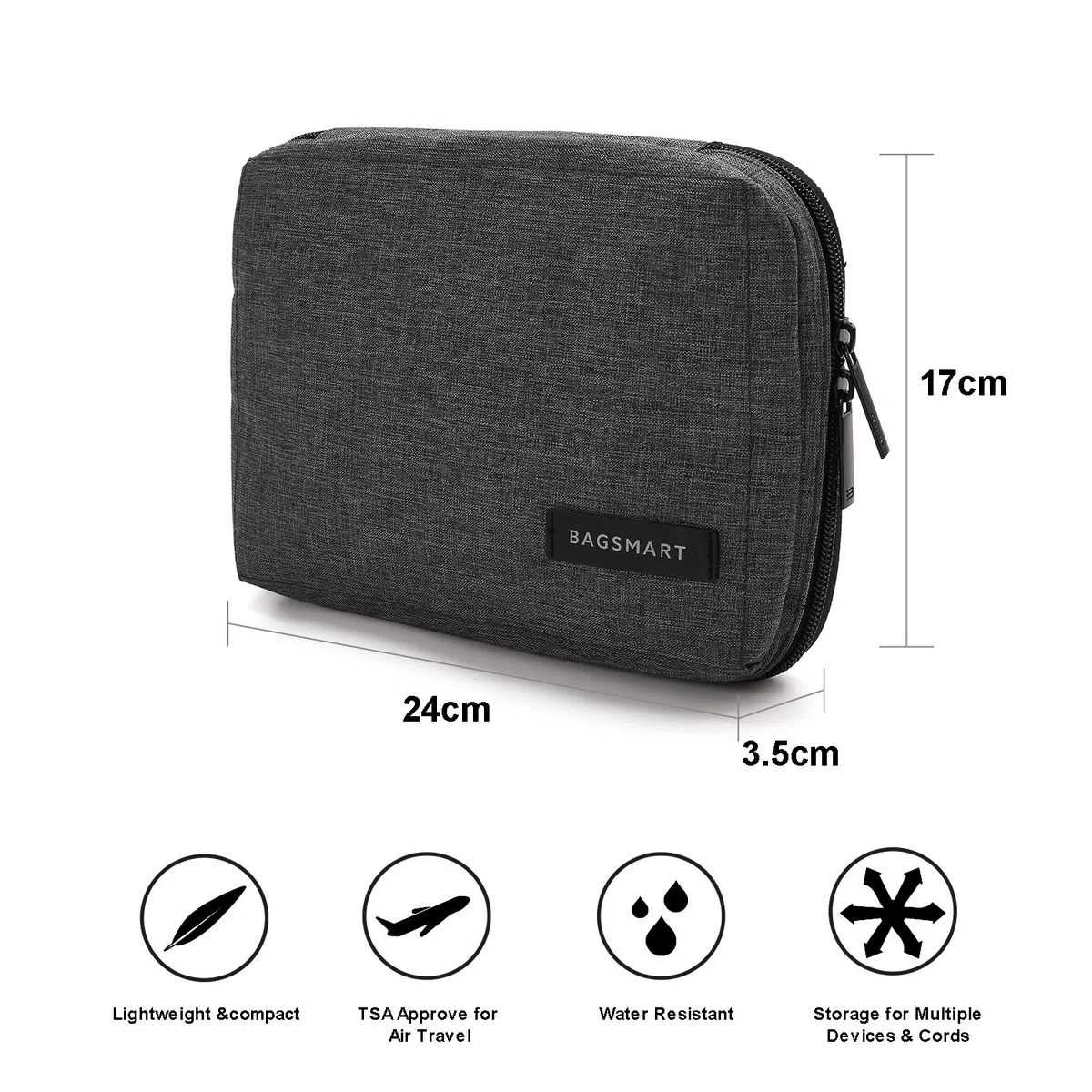 Bagsmart, portaoggetti organizzatore per cavi elettrici, chiavette USB e schede di memoria