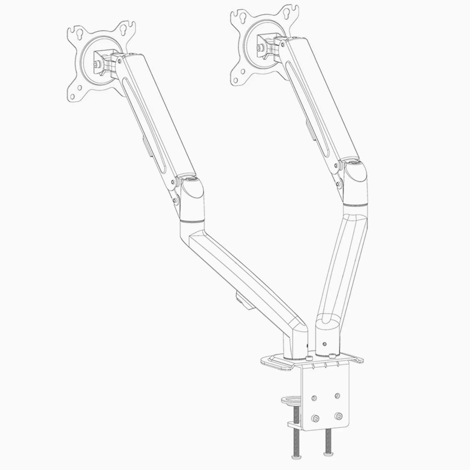 Supporto da scrivania per monitor Supporto for monitor doppio - Supporto da scrivania for monitor con braccio doppio con molla a gas regolabile in altezza, adatto a due schermi da 13~27", ciascun brac