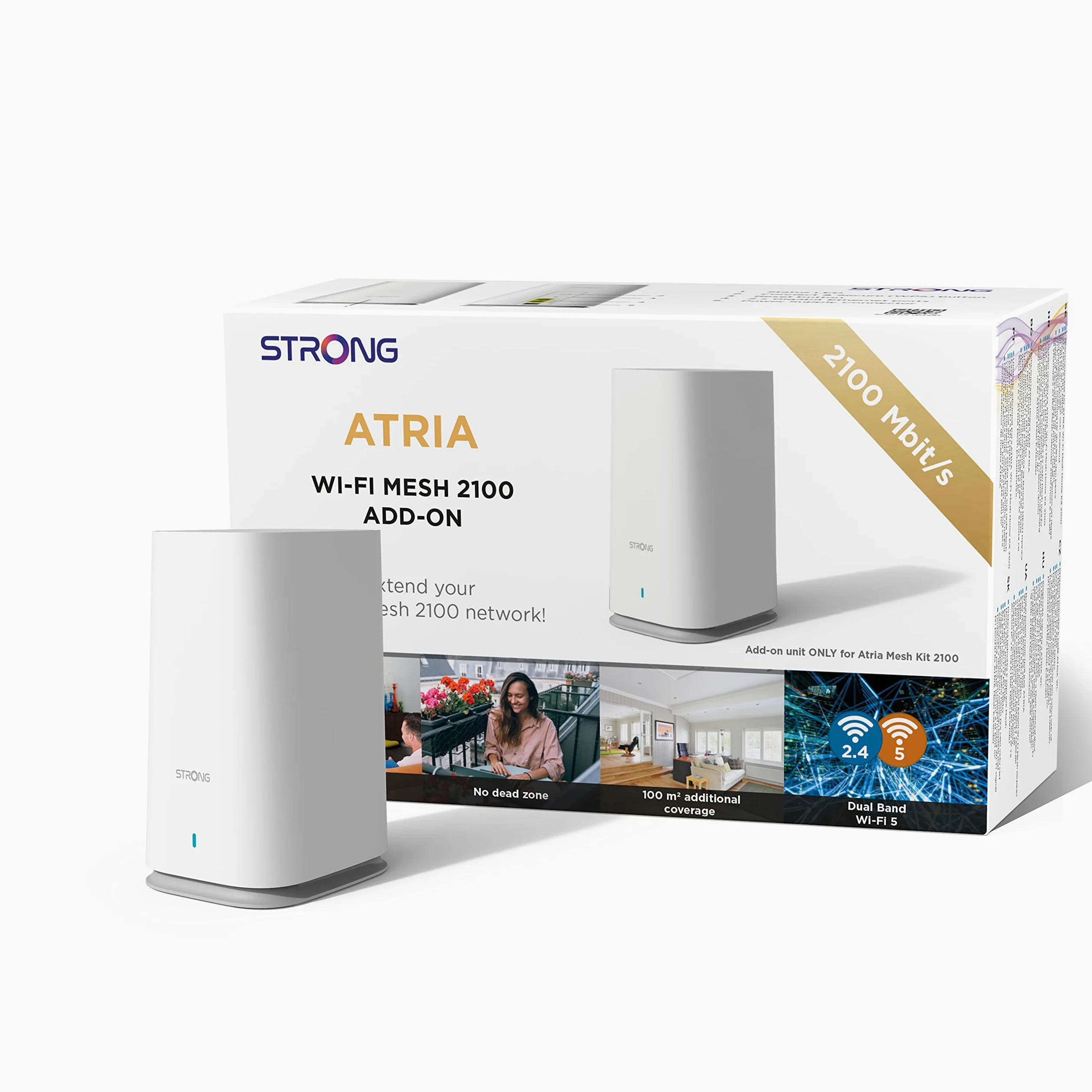 STRONG ATRIA AC2100 - Sistema Wi-Fi a rete per tutta la casa, aggiungi un'unità, copertura Wi-Fi fino a 1.650 mq, due porte Gigabit per nodo, controllo app, rete ospite, controllo genitori