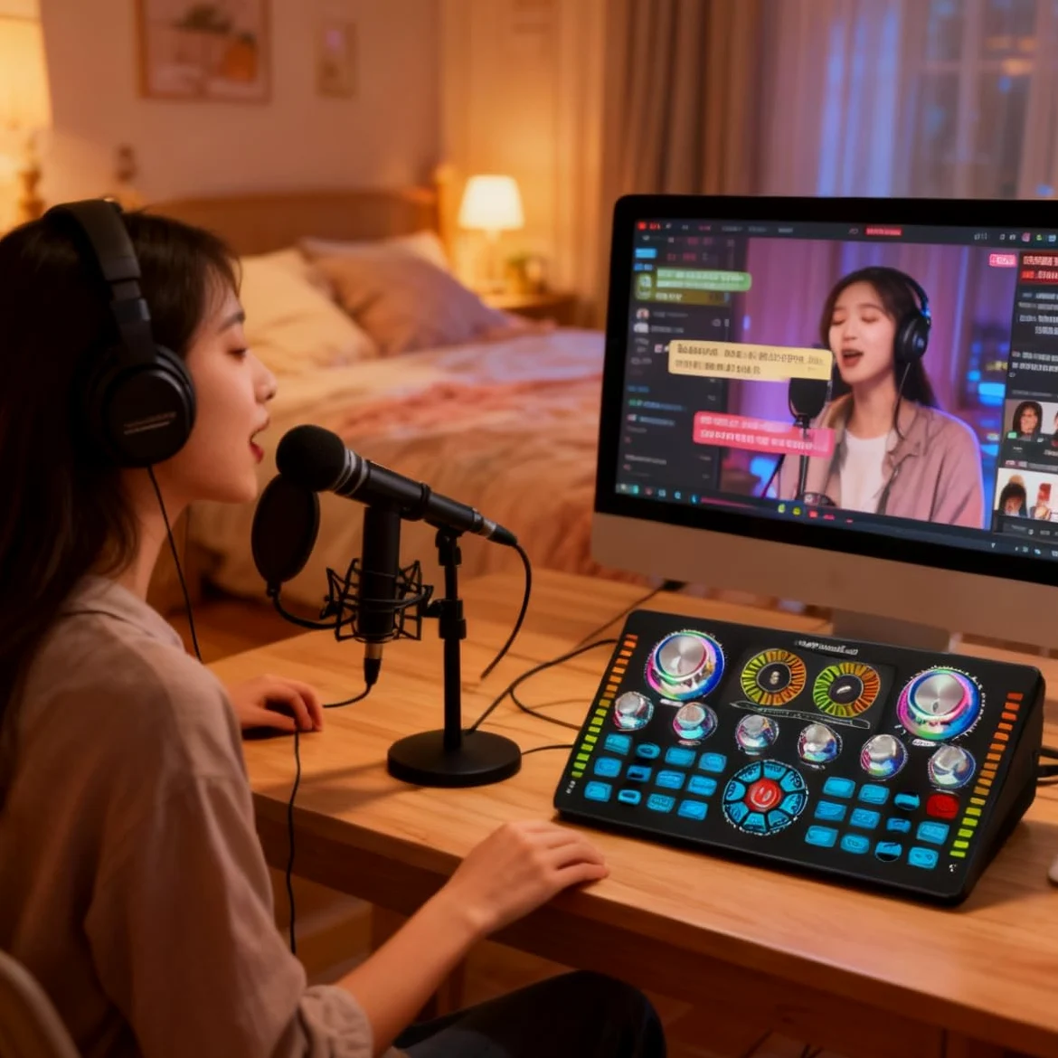 Alide Scheda audio Q7 Live, alimentazione Phantom a 48 V, riduzione del rumore di terza marcia per streaming live, podcast, voice over, canto, PC, smartphone