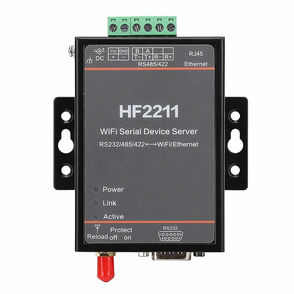 HF2211 Industrial Serial Port Server per rs232 per rs485 RS422 al modulo convertitore Ethernet con WiFi per modbus TCP Supporto per sistemi di controllo di automazione