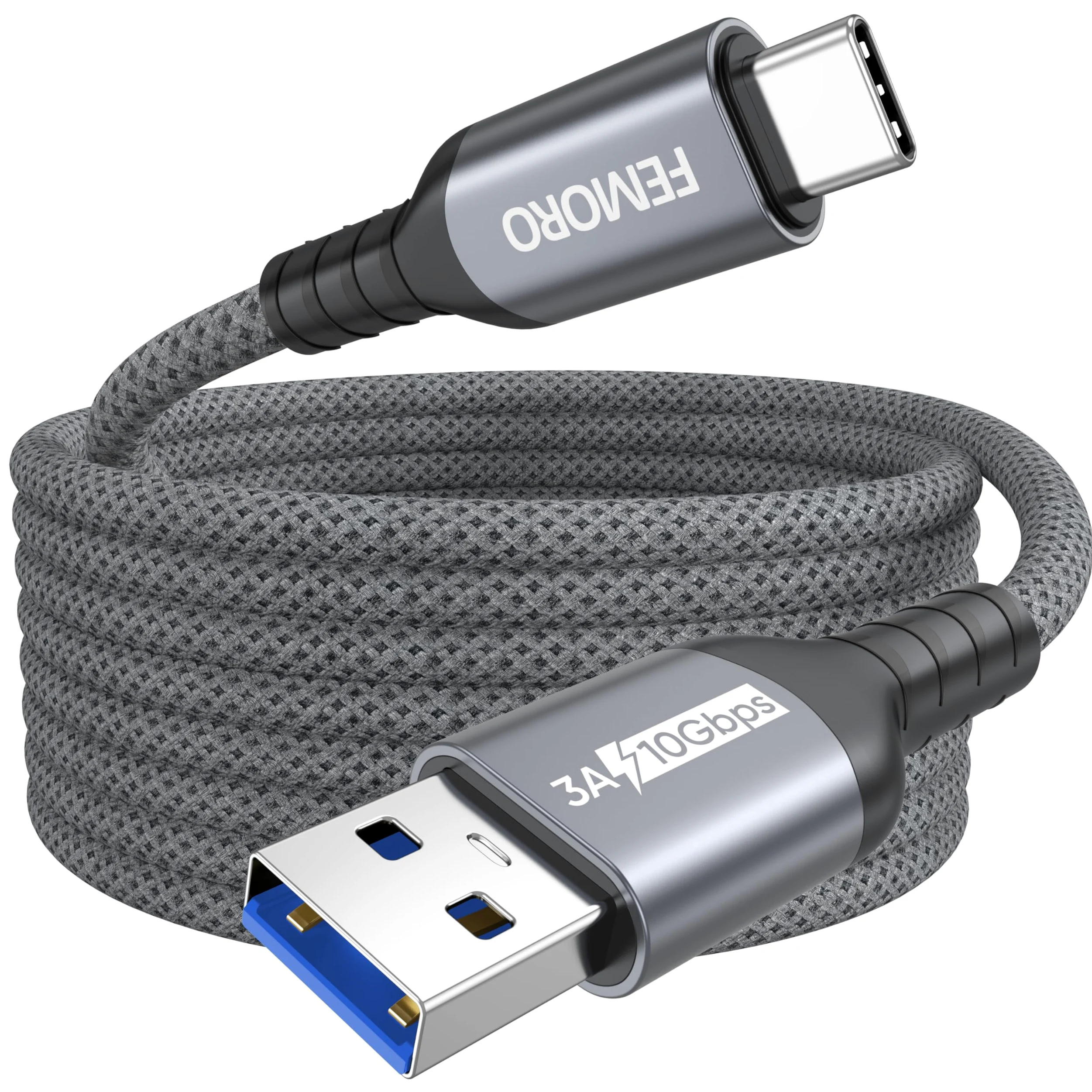 Cavo USB C lungo 4,6 m, trasferimento dati ad alta velocità 10 Gbps e cavo di ricarica rapida da 60 W, USB 3.2 Gen2 a Tipo-C in alluminio intrecciato per Galaxy S25/24, iPhone 16/15, controller Xbox