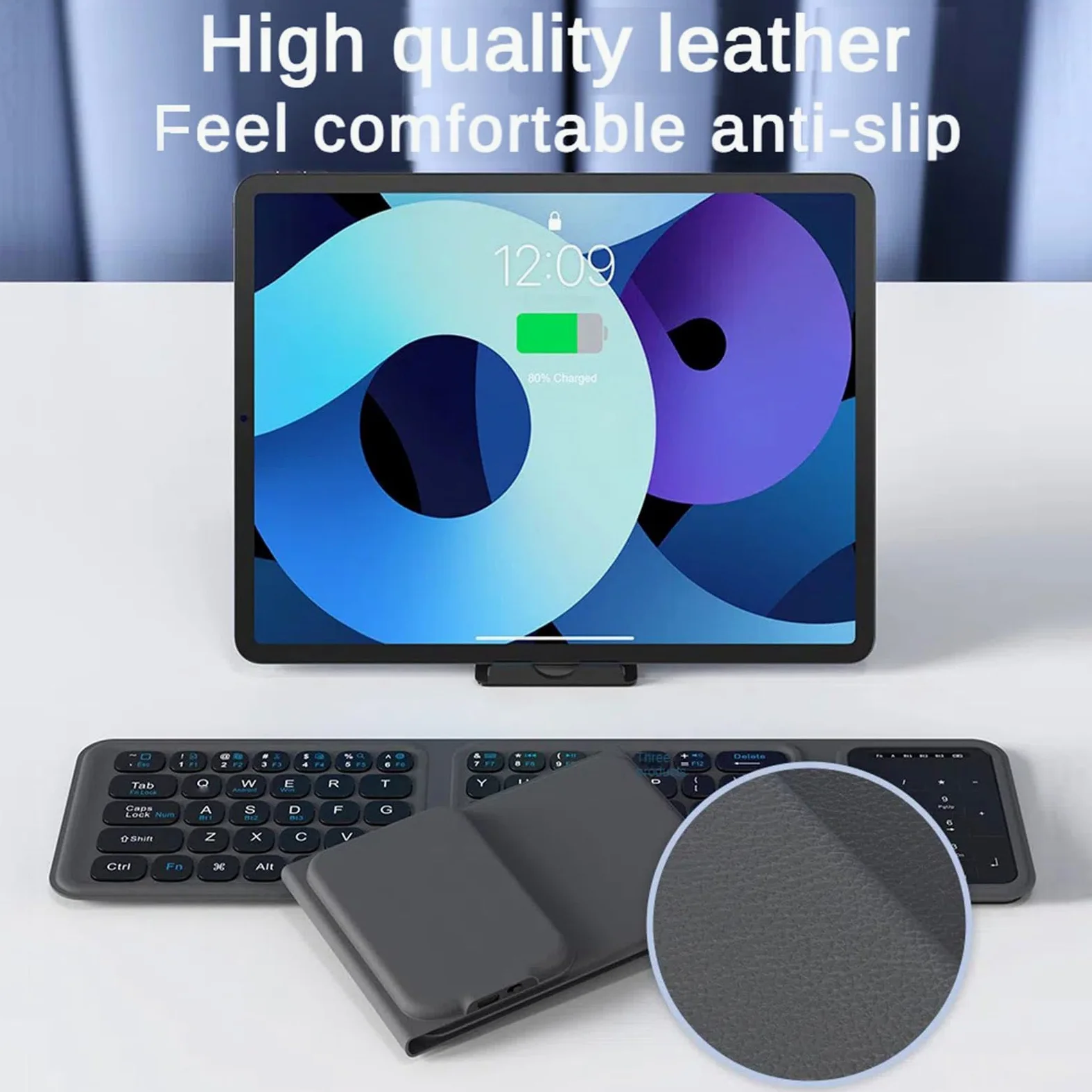 Zunate Tastiera Pieghevole Tascabile, Tasti a Grandezza Naturale da 65 Tasti Tastiera Pieghevole Ultra Sottile a 3 Pieghe con Touchpad Grande Trackpad Portatile da Viaggio per Tablet