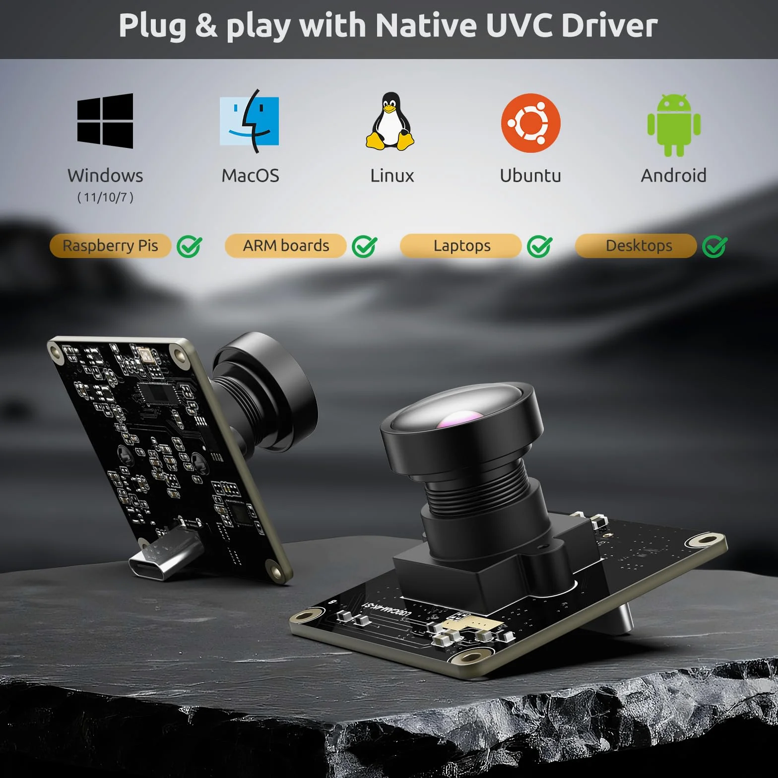 innomaker Modulo Camera USB 3.0 UVC con Sensore IMX415, 4K@30FPS & 1080P@60FPS, Plug and Play per Windows/Linux/Mac/Android/Raspberry Pi/Jetson Nano/ARM Boards