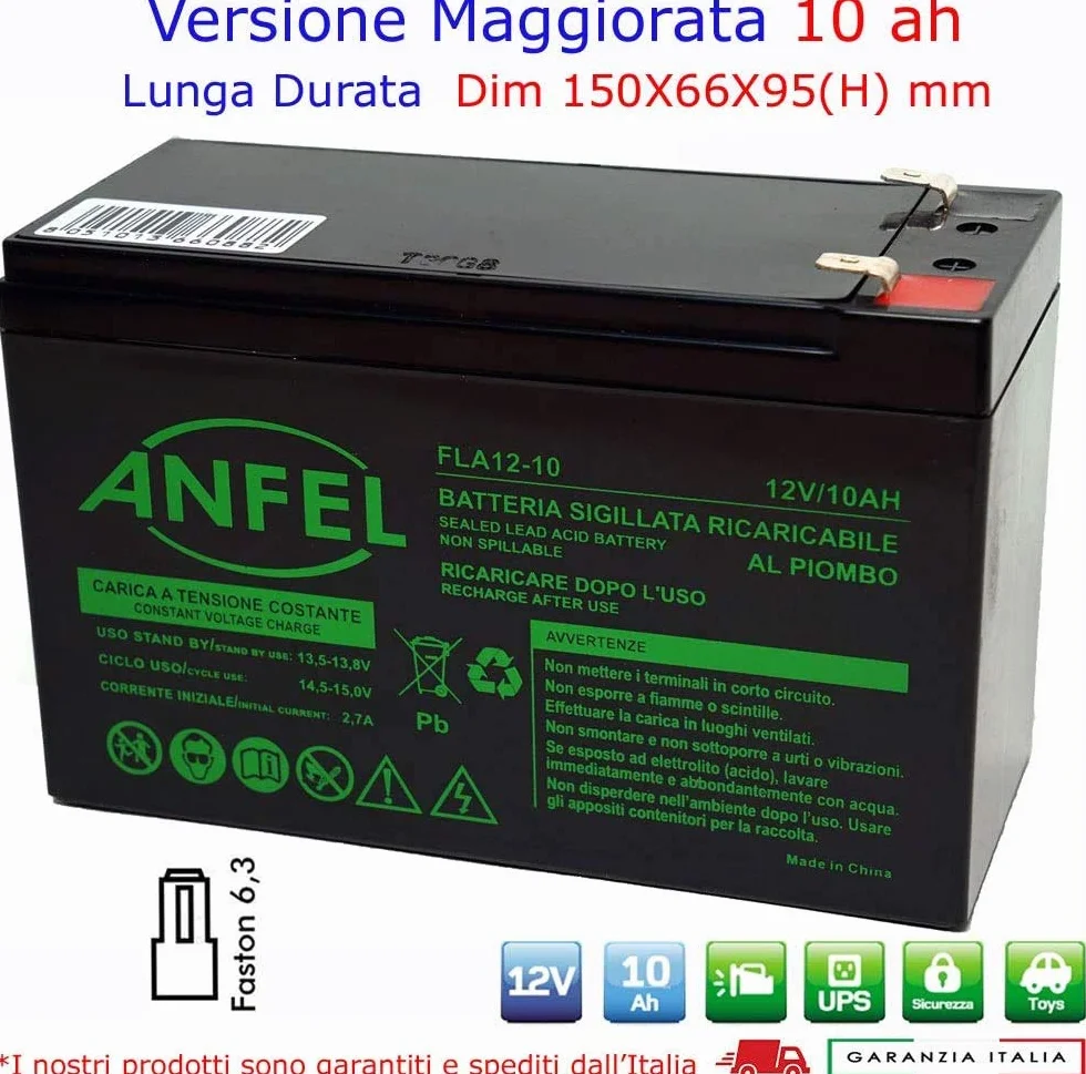 BATTERIA ERMETICA AL PIOMBO 12 V 9 AH RICARICABILE, UPS, 150 X 66 X 95
