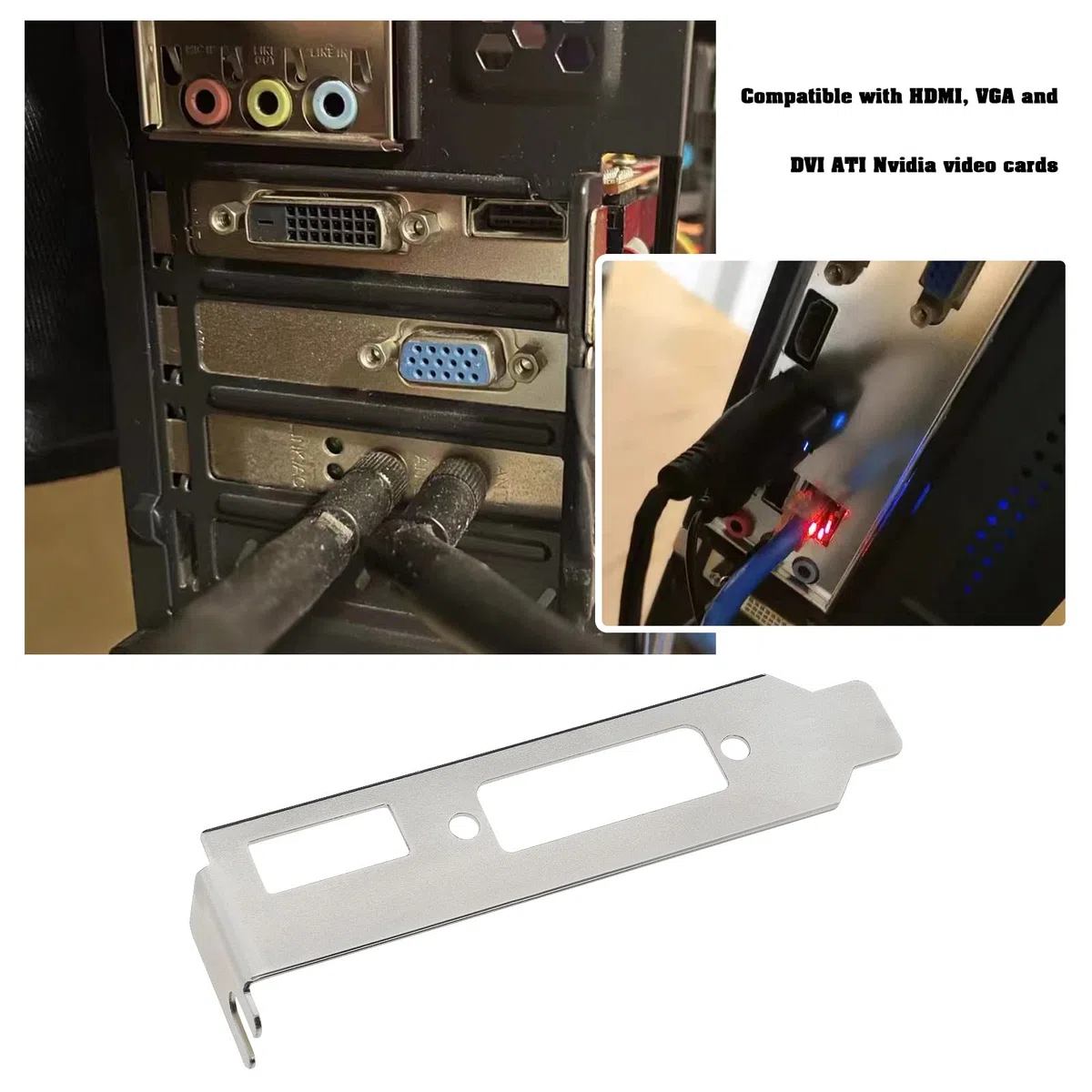 SG Store 4 Pezzi Staffa A Basso Profilo per Scheda Grafica Video HDMI DVI VGA Staffa A Mezza Altezza Componenti del Case del Computer (2 Pezzi HDMI DVI E 2 Pezzi VGA)