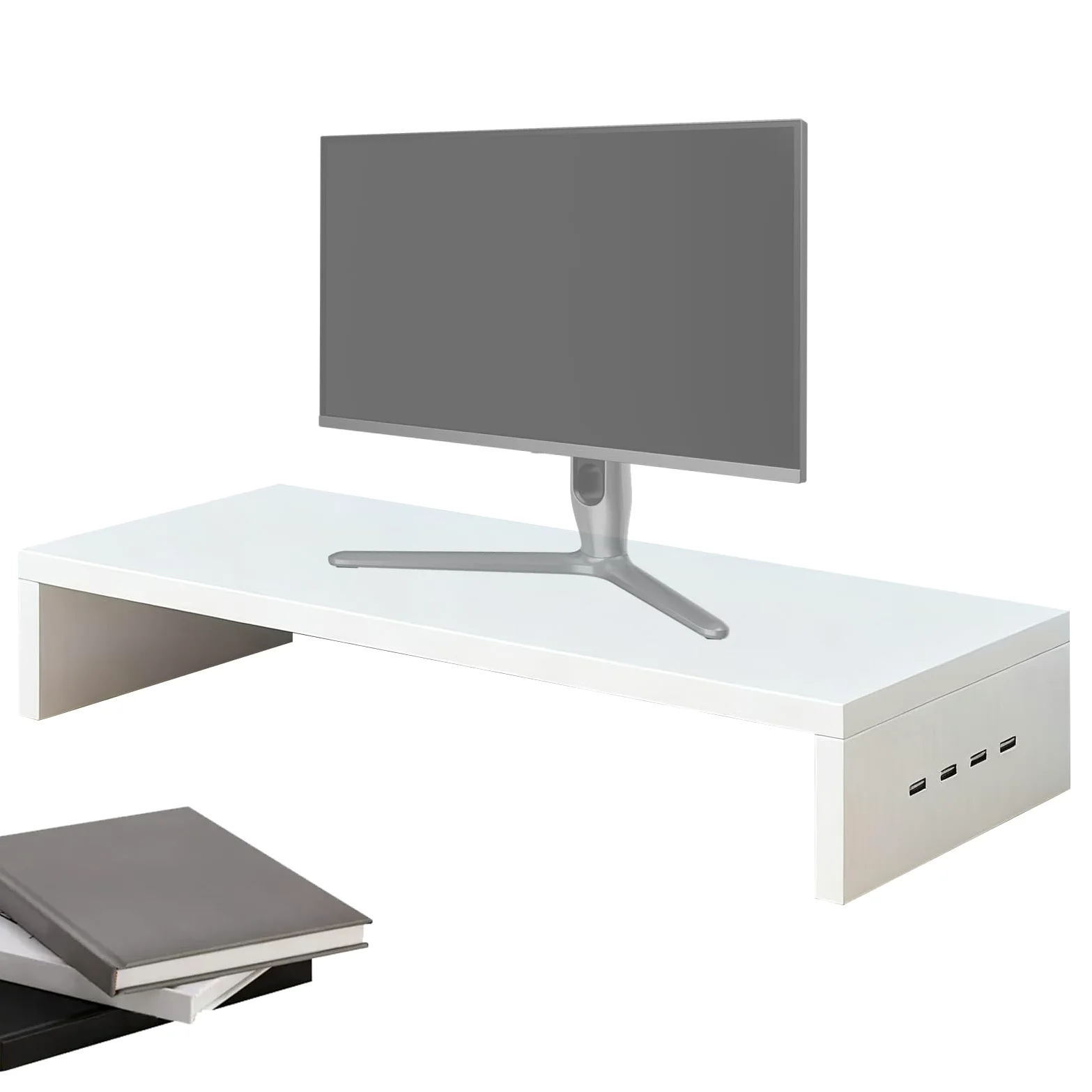 Supporto per schermo per desktop | Supporto rialzato con 4 | porte USB | Stoccaggio Sambuco per computer portatile e stazione di lavoro - per accessori digitali per tastiera elettronica
