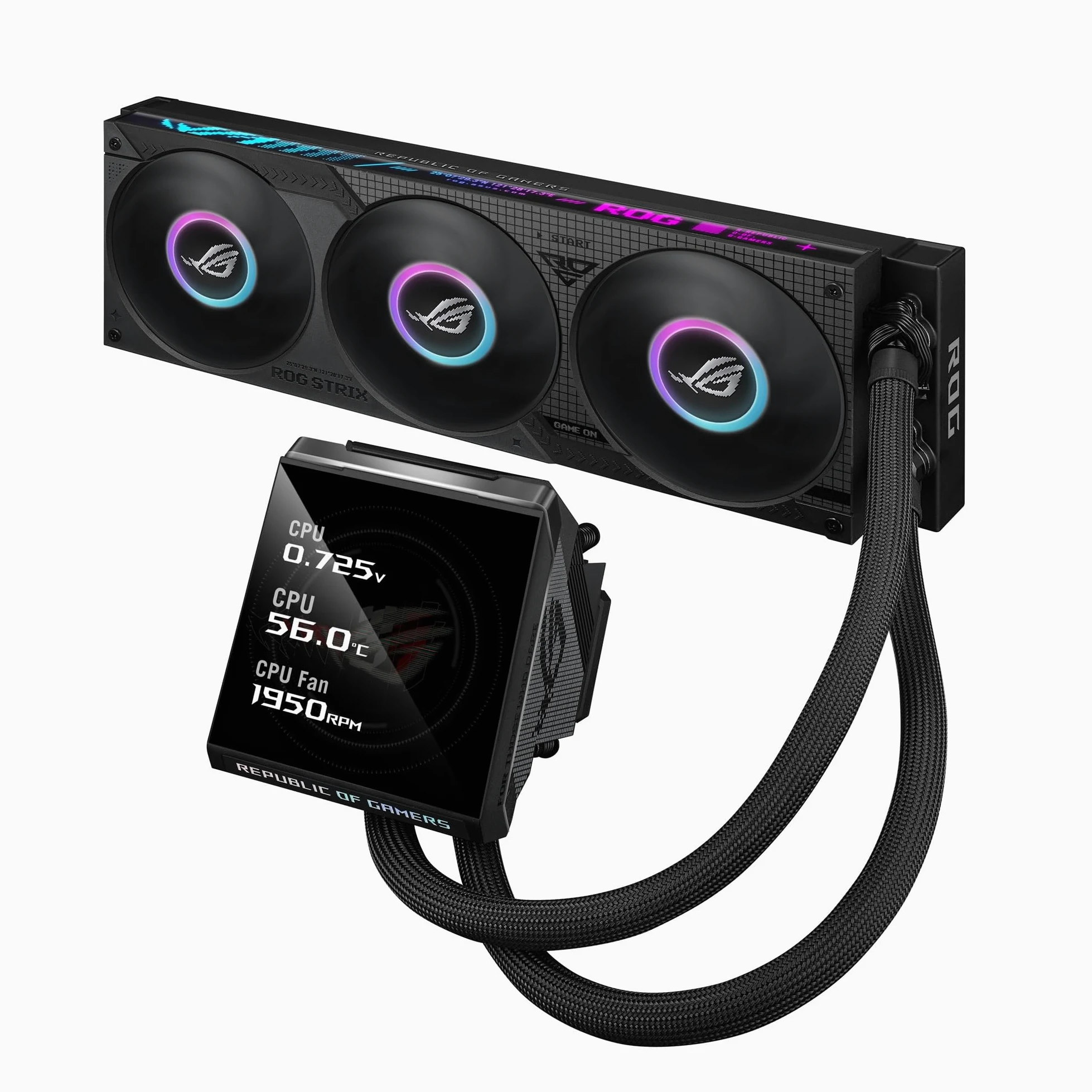 ASUS ROG Strix LC IV 360 ARGB LCD, Dissipatore di Calore a Liquido per CPU, Q-Connector per Facile Installazione, Potente Pompa, Schermo LCD IPS da 5,8", Tre Ventole ROG ARGB, Aura Edge, Nero