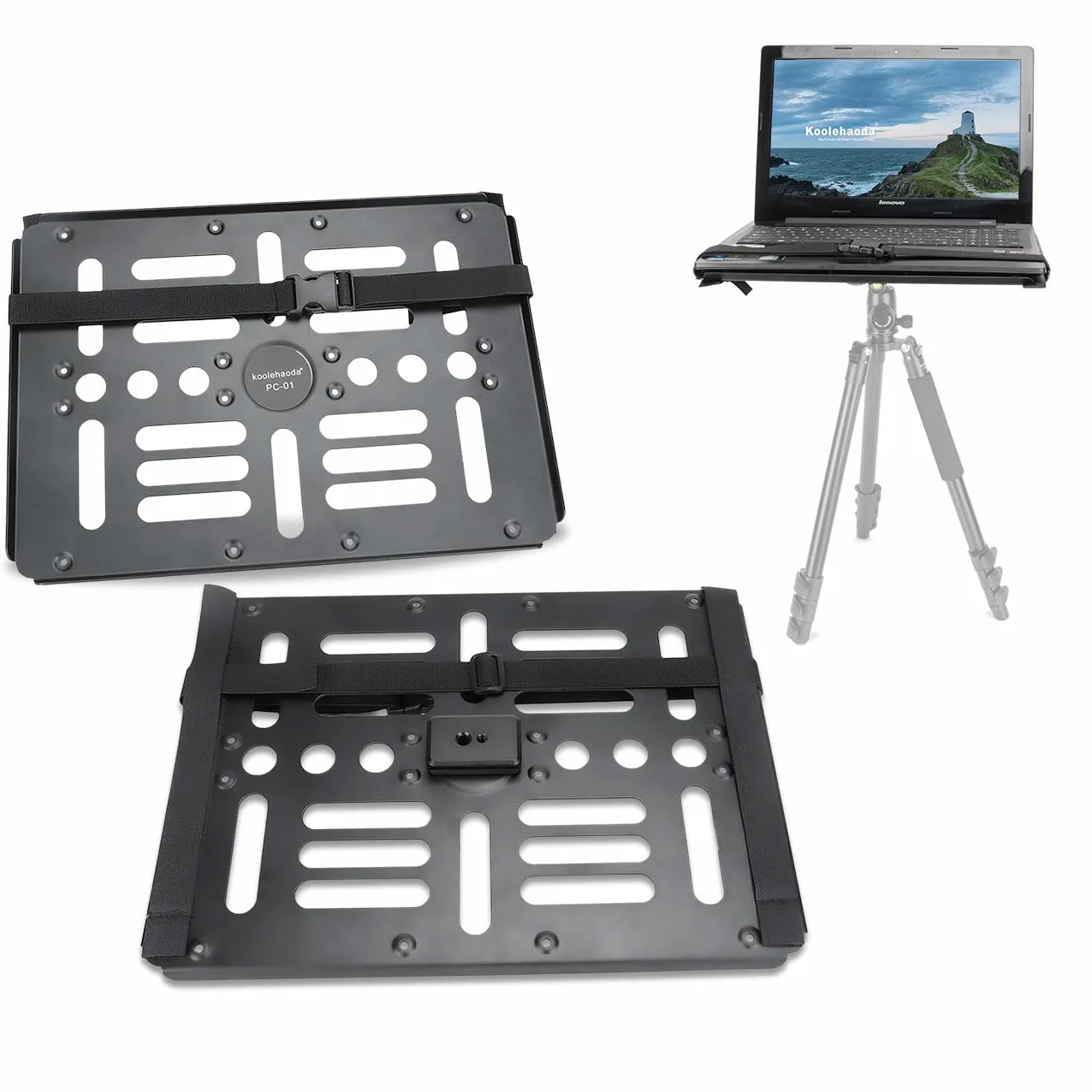 koolehaoda Vassoio per Supporto Laptop Notebook Proiettore,con Vite da 1/4 '' a 3/8 '' e Compatibile con Arca Swiss Ball Head Treppiede, Massima Capacità di Carico 10 kg