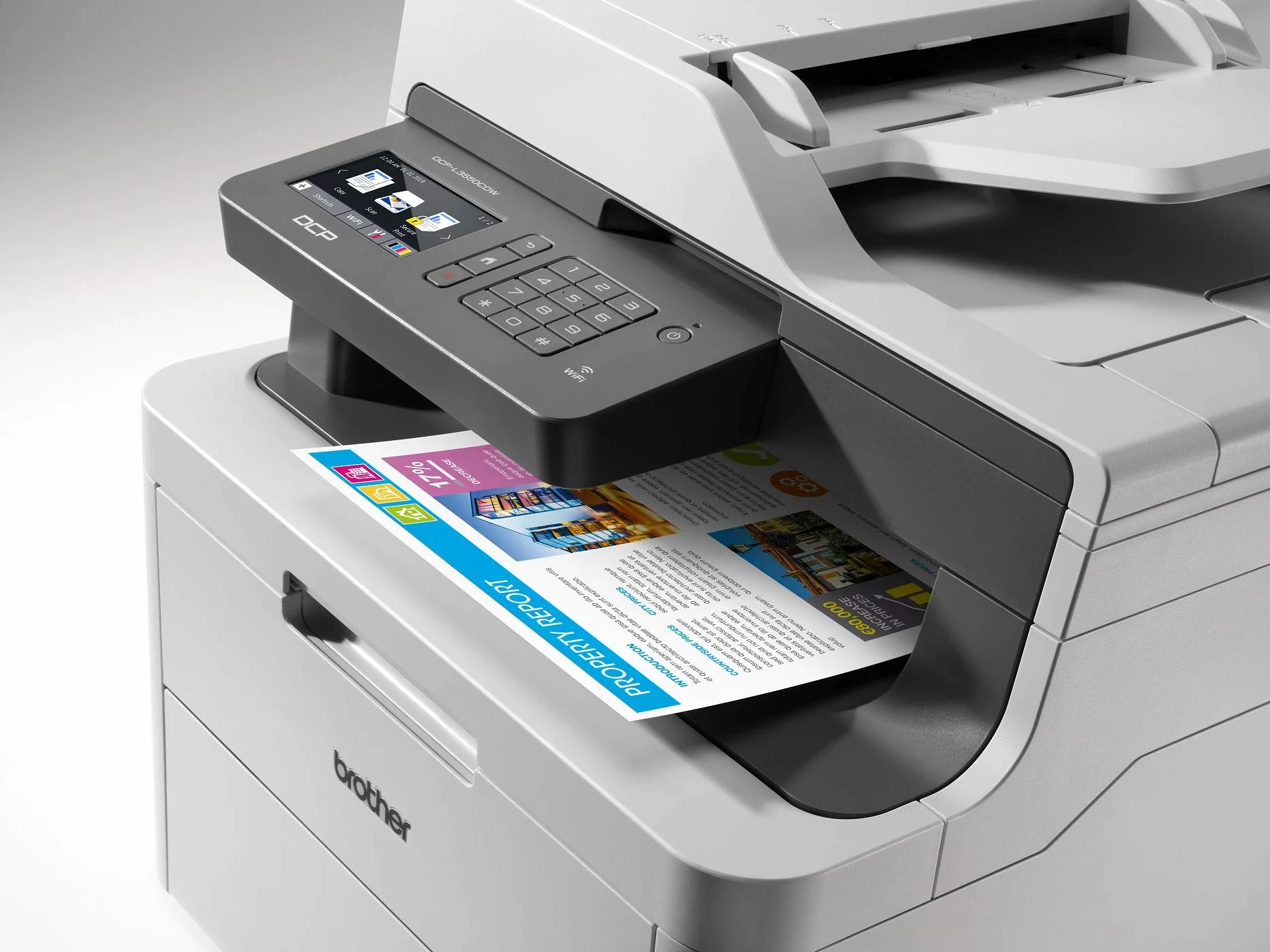 Brother DCP-L3550CDW, stampante multifunzione 3 in 1 (stampa, copia, scansione), laser a colori, fronte/retro automatico, Wi-FI, velocità di stampa fino a 18 ppm