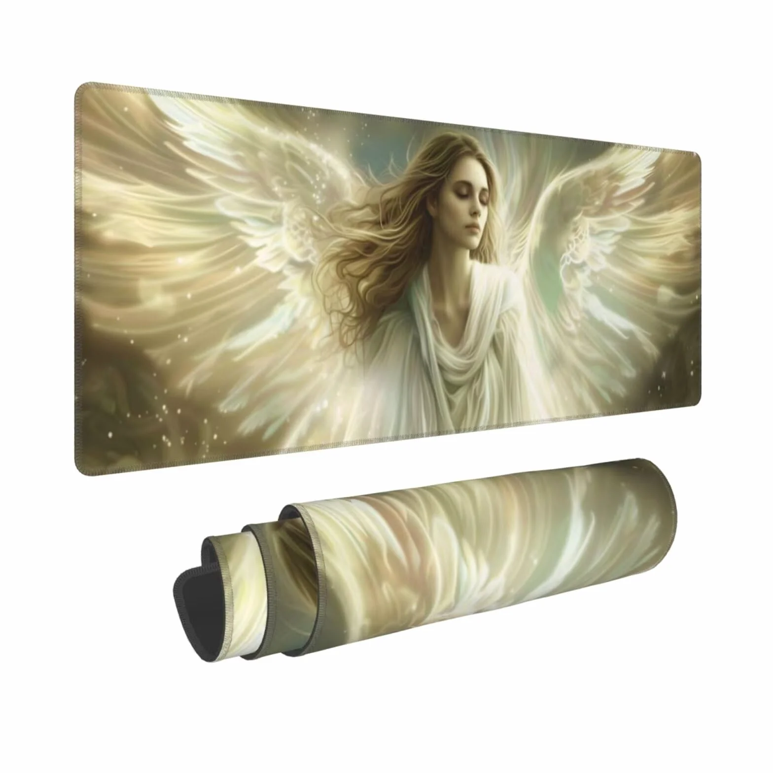 Tappetino Mouse, Tappetino Mouse Gaming Grande XXL 1500x800x3mm Tappetino Scrivania Mouse Pad, Base in Gomma Antiscivolo, Bordi Cuciti,Lavabile, Mousepad per Ufficio e Gaming (angelo) R-638