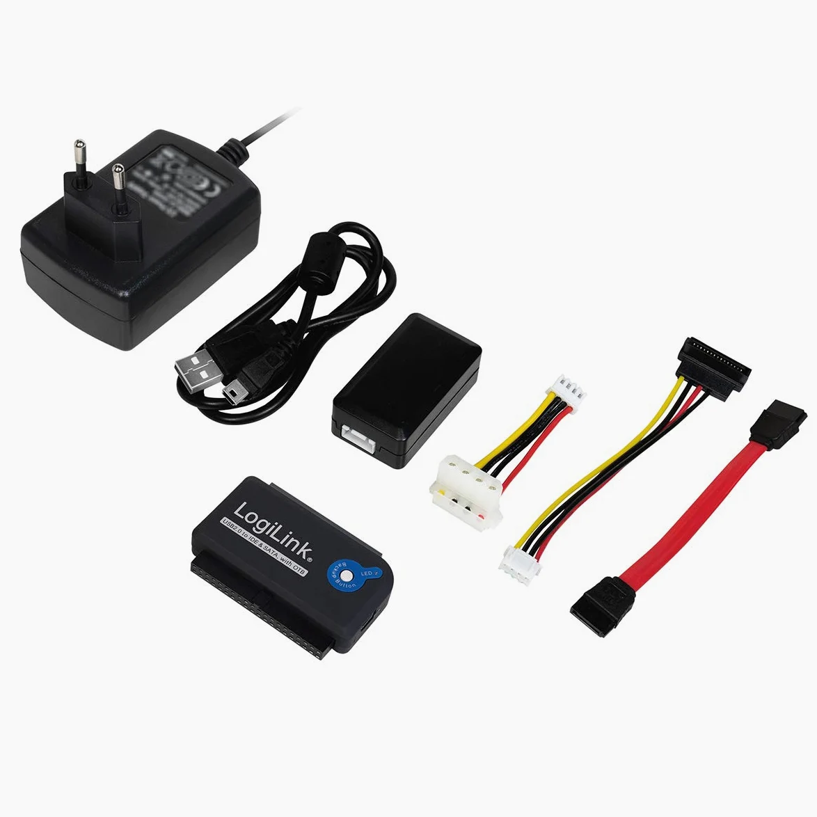 LogiLink Adapter USB 2.0 to 2.5 + 3.5 Zoll IDE + SATA HDD OTB Nero