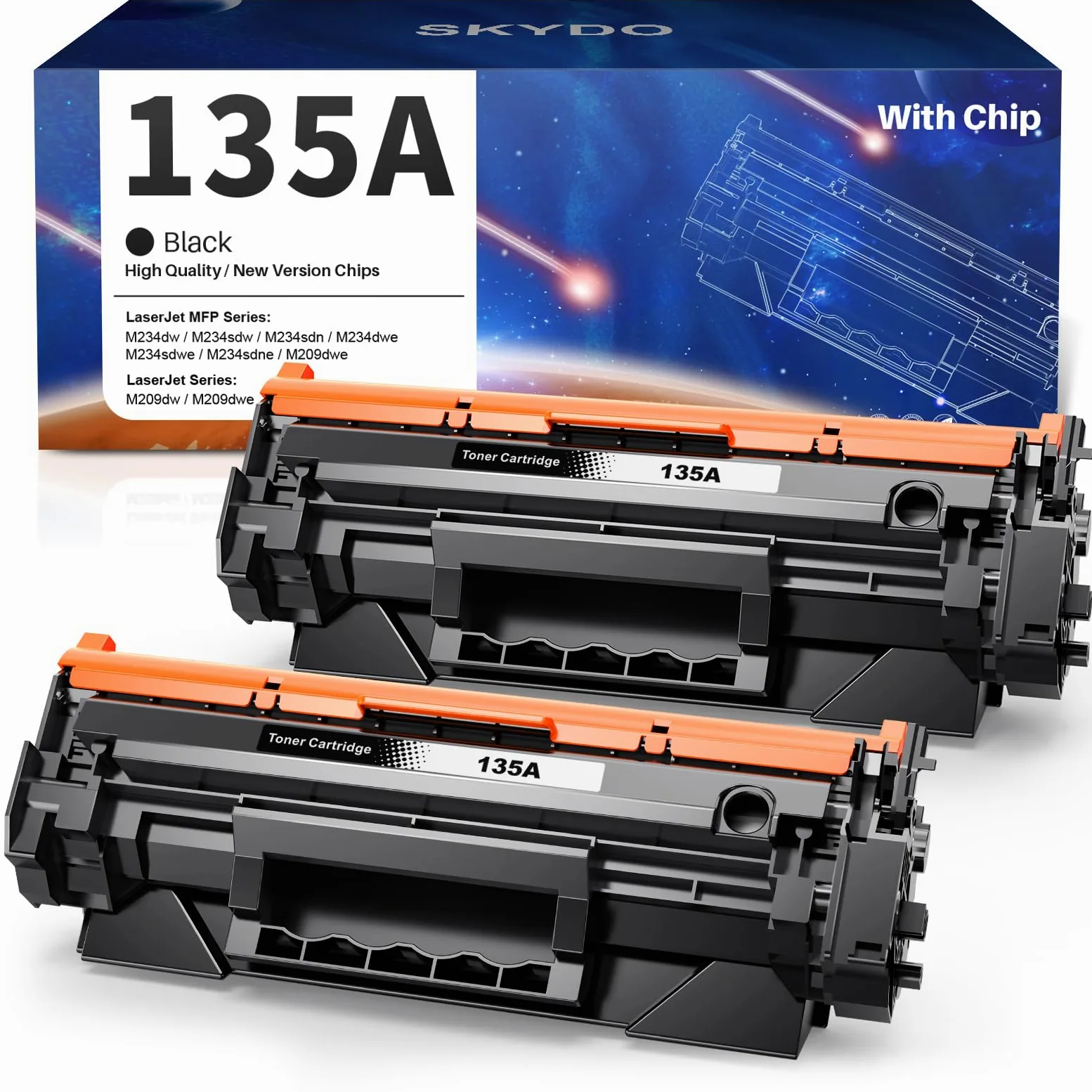 Toner 135A compatibile con toner HP 135X W1350X HP 135A Nero W1350A Cartuccia Toner per Stampanti HP LaserJet M209dw M234dw M234sdn M234sdw (Con chip, 2 Nero)