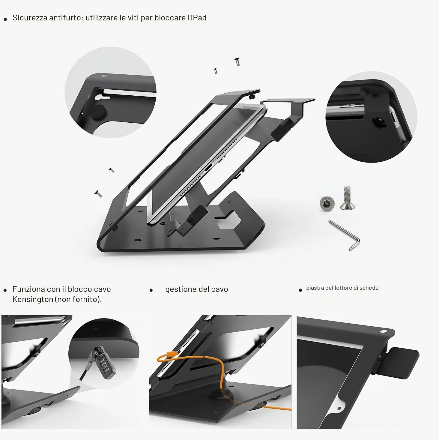 Supporto antifurto per iPad 10,2 pollici di 9a /8a /7a generazione, base girevole a 360 gradi, supporto per iPad da tavolo per negozi, supermercati, ecc.