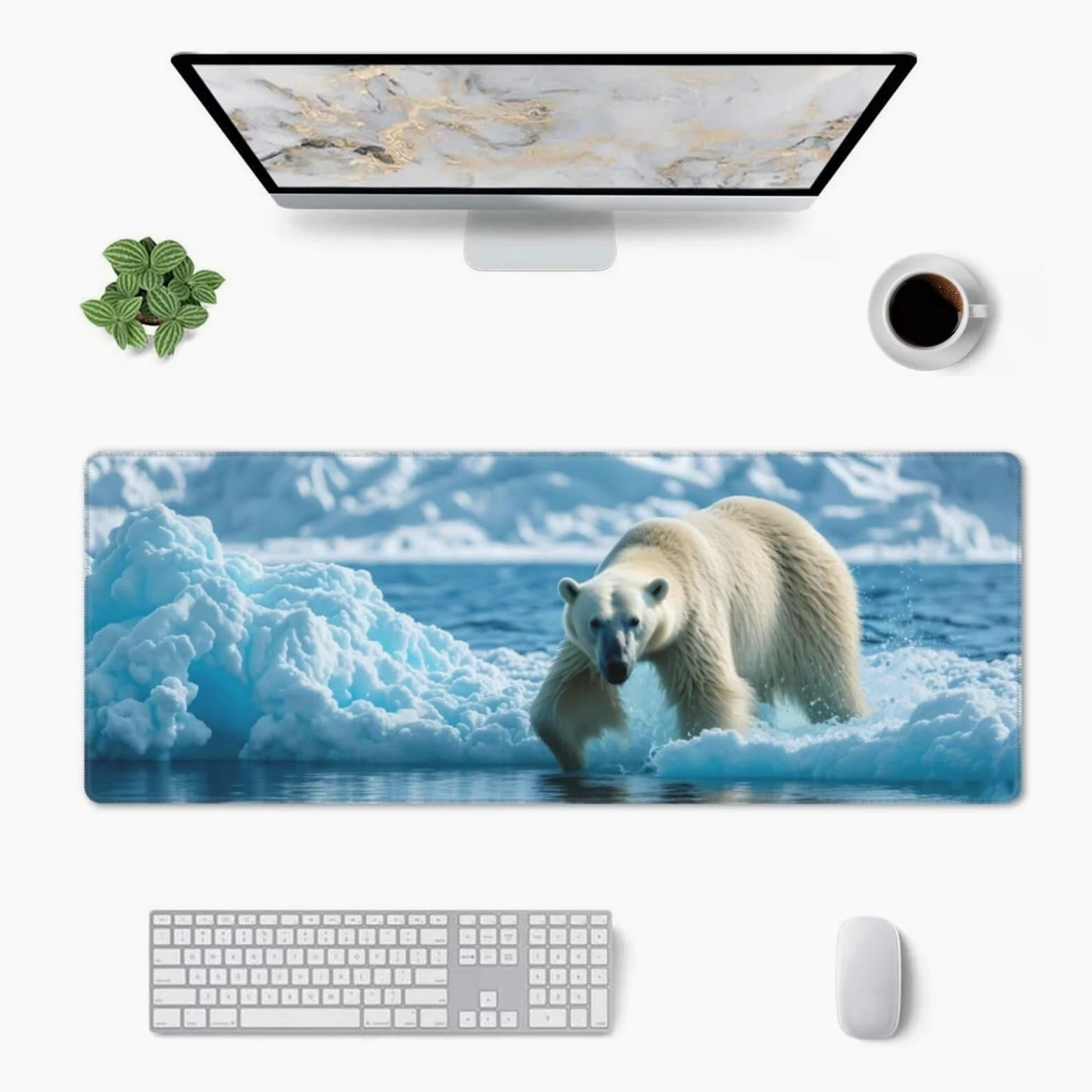 Tappetino Mouse, Tappetino Mouse Gaming Grande XXL 1500x800x3mm Tappetino Scrivania Mouse Pad, Base in Gomma Antiscivolo, Bordi Cuciti,Lavabile, Mousepad per Ufficio e Gaming (Orso polare) R-36