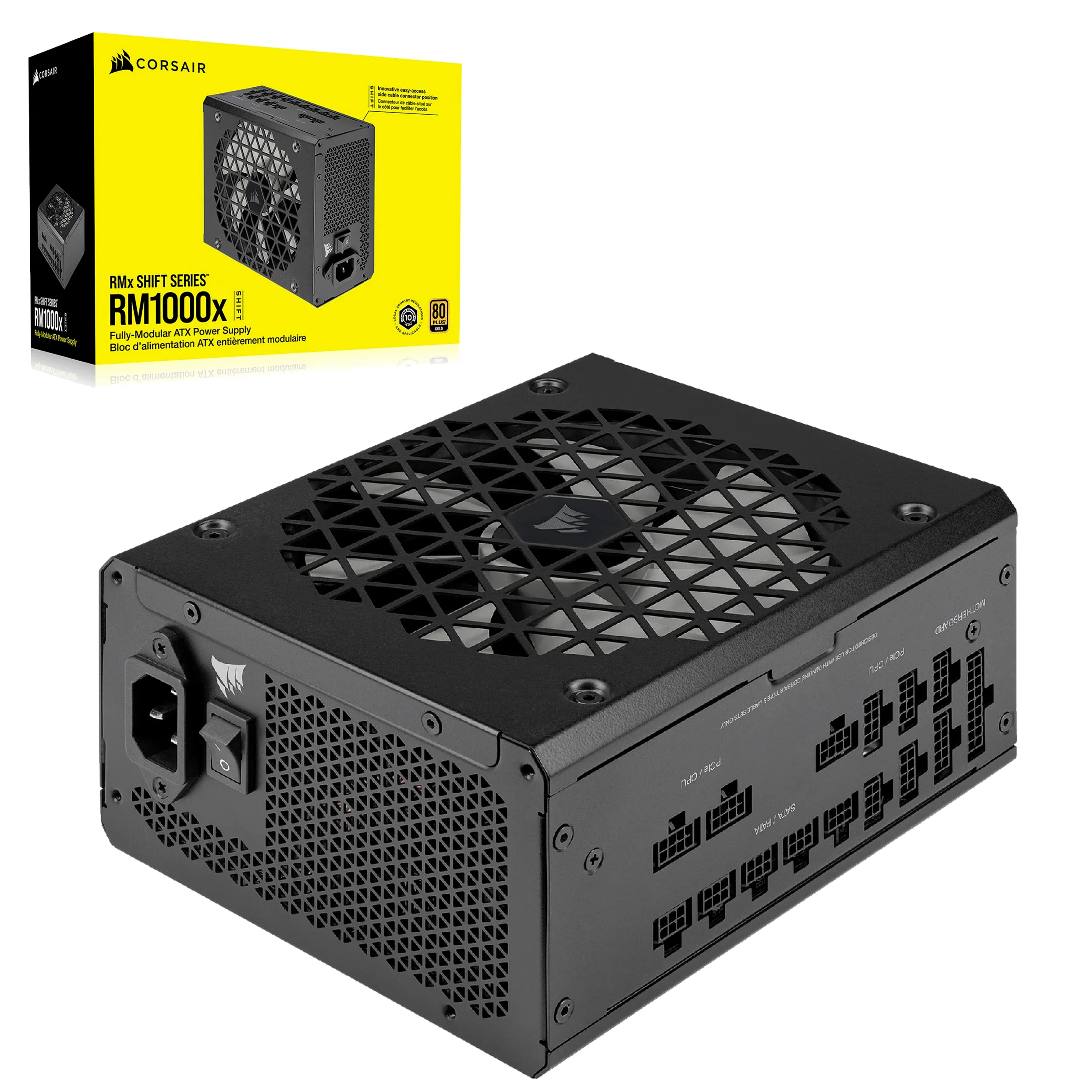 Corsair RM1000x SHIFT Alimentatore ATX Interamente Modulare - Interfaccia Laterale - Compatibilità con ATX 3.1 e PCIe 5.1 - Modalità della Ventola Zero RPM - Efficienza 80 PLUS
