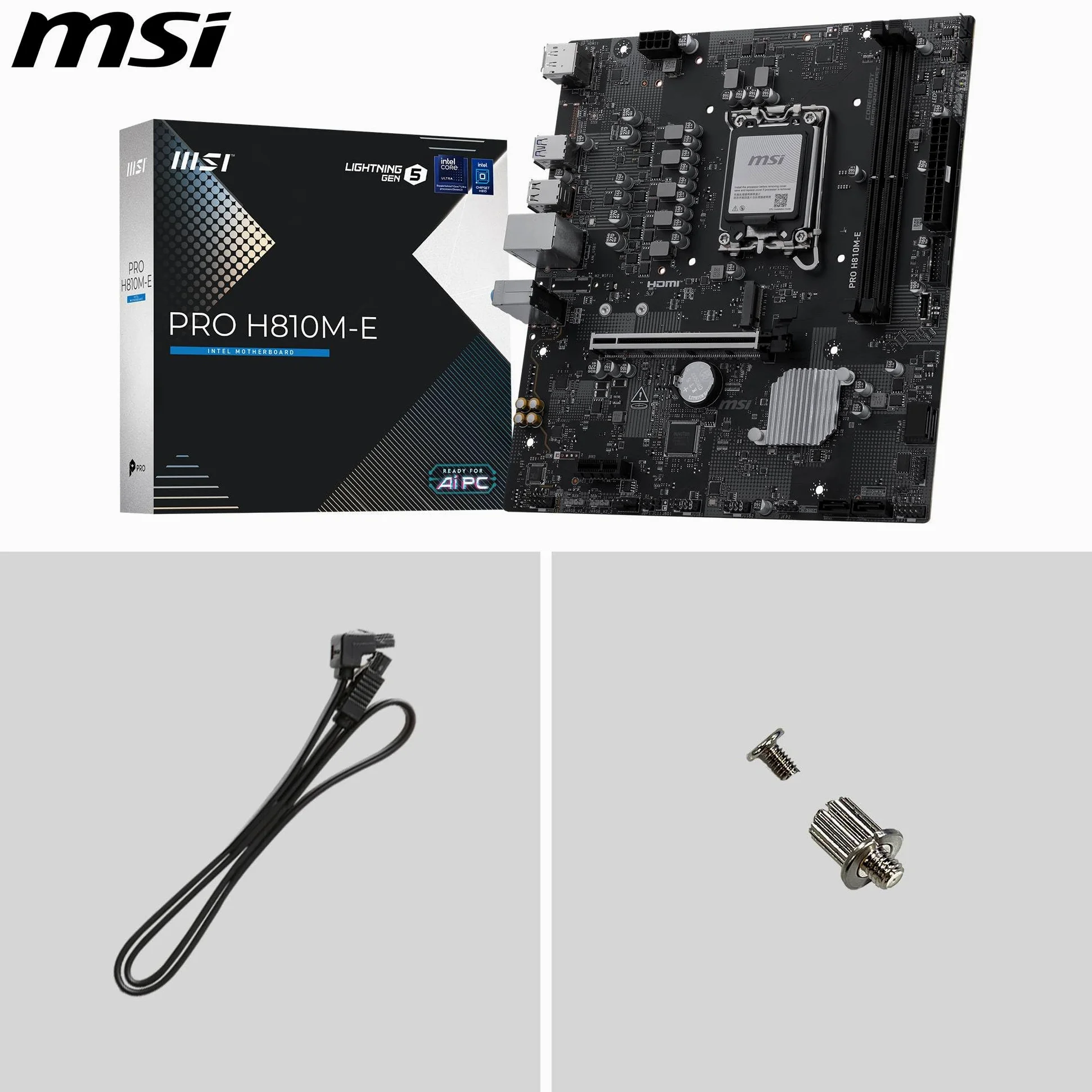 MSI Scheda madre PRO H810M-E, mATX, supporta processori Intel Core Ultra (serie 2), LGA 1851 - DDR5 Memory Boost (6400 MT/s MAX), PCIe 5.0 x16, M.2 Gen4, 2.5G LAN