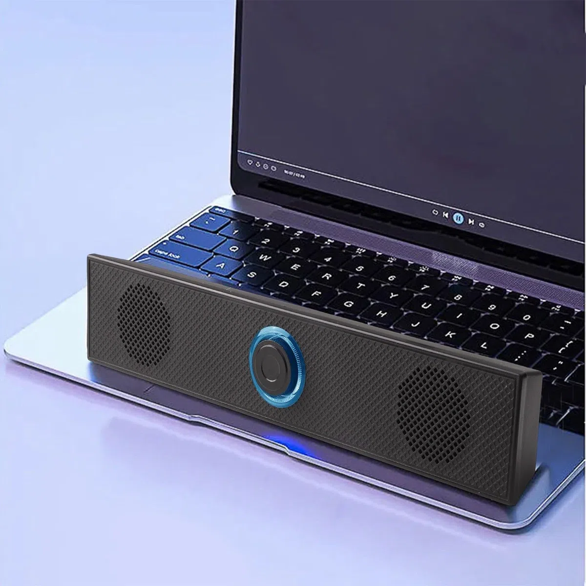 Soundbar cablata e wireless per TV, PC, laptop, altoparlante surround home theater alimentato tramite USB, carillon stereo sottile con audio di alta qualità, nero (modello di ricarica)