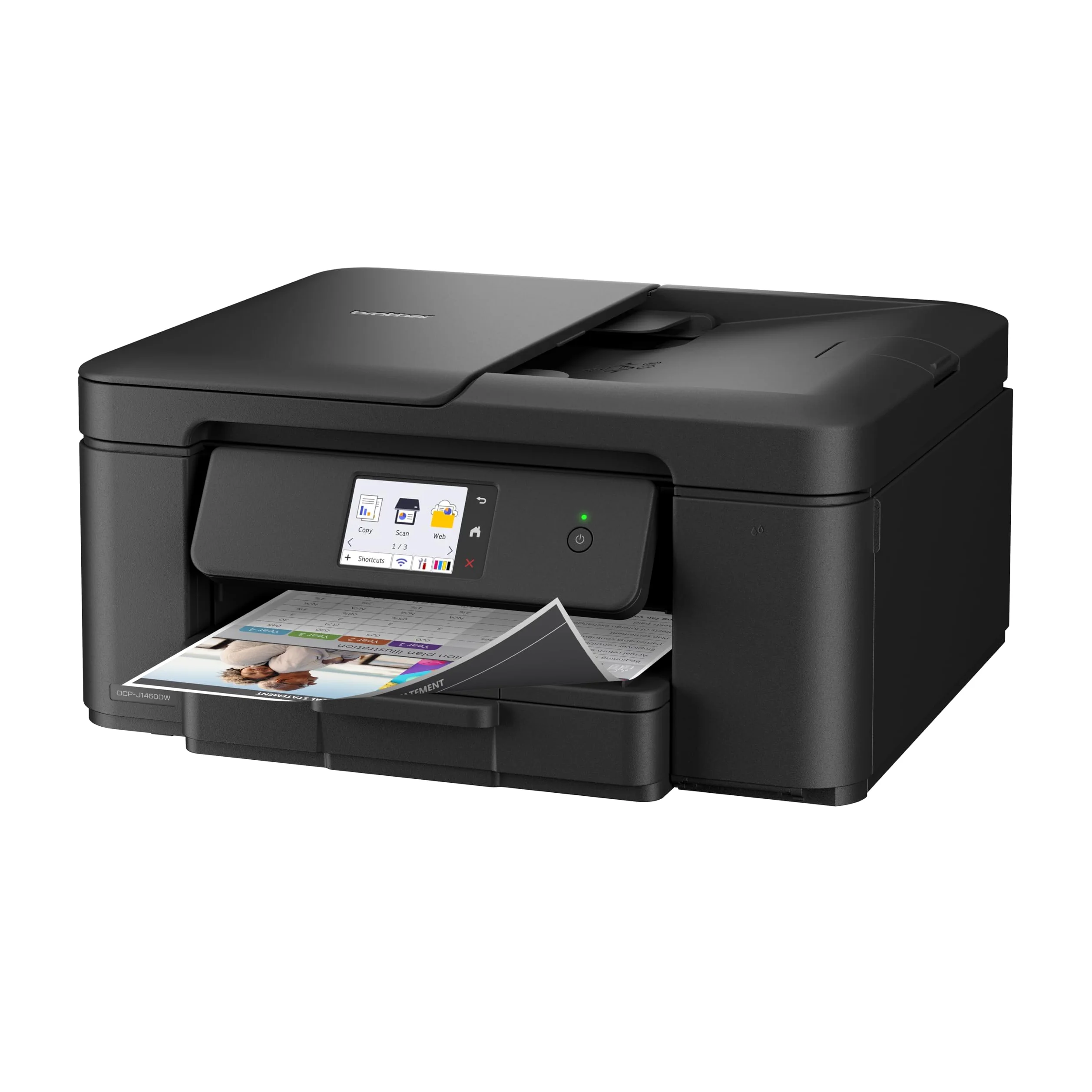 Brother DCPJ1460DW |Multifunzione inkjet a colori | 16 ipm |Duplex in stampa |Touchscreen 6.8 cm |Cassetto 150 e ADF 20 fogli |WiFi e USB |Stamp e Scan mobile|Cartucce inbox da 200 pag