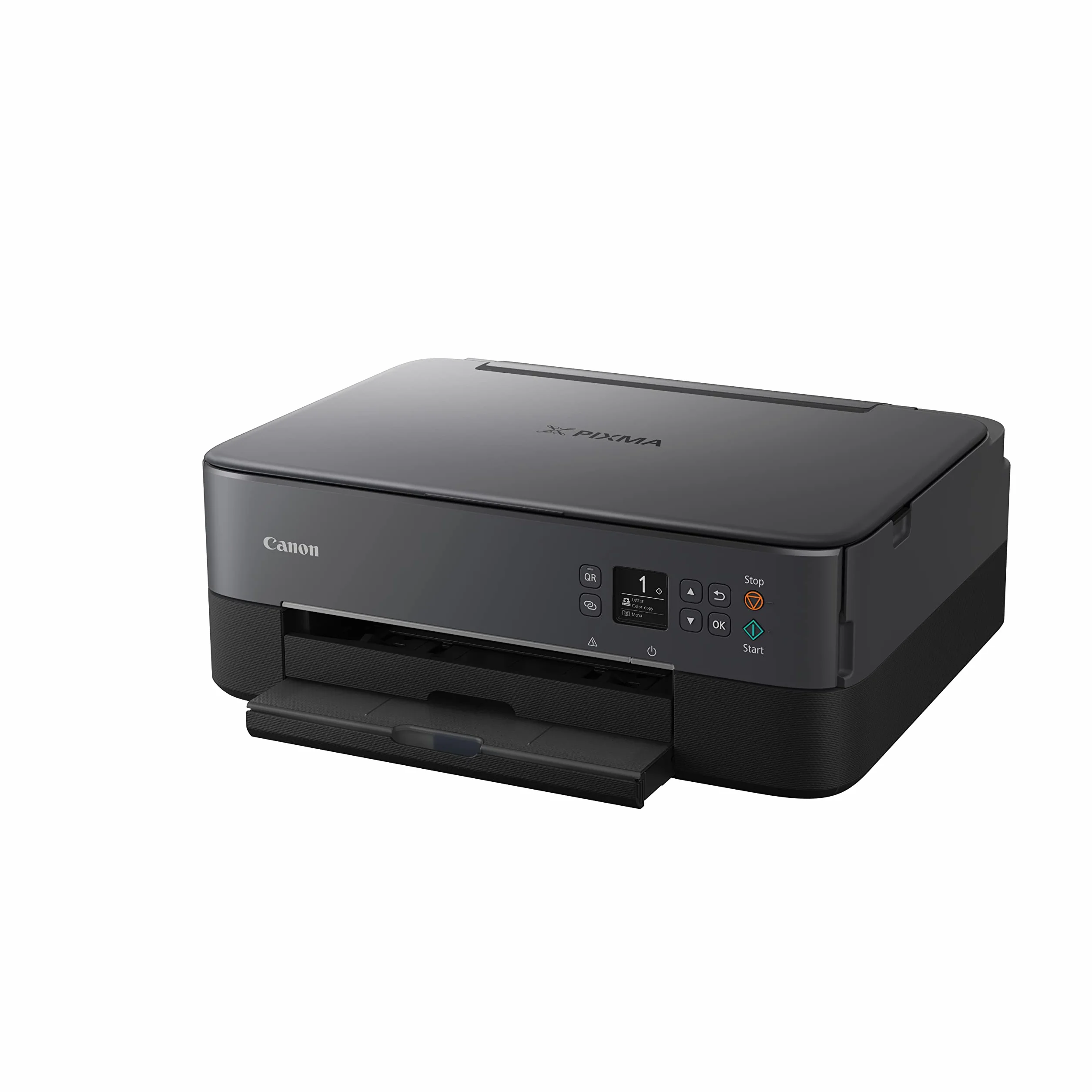 Canon PIXMA TS5350i nera, 3-in-1, Wi-Fi, funzioni copia e scanner, compatibile con PIXMA PRINT PLAN,stampa foto senza bordo, include nella confezione la carta fotografica PP-201 9x9cm - colore nero