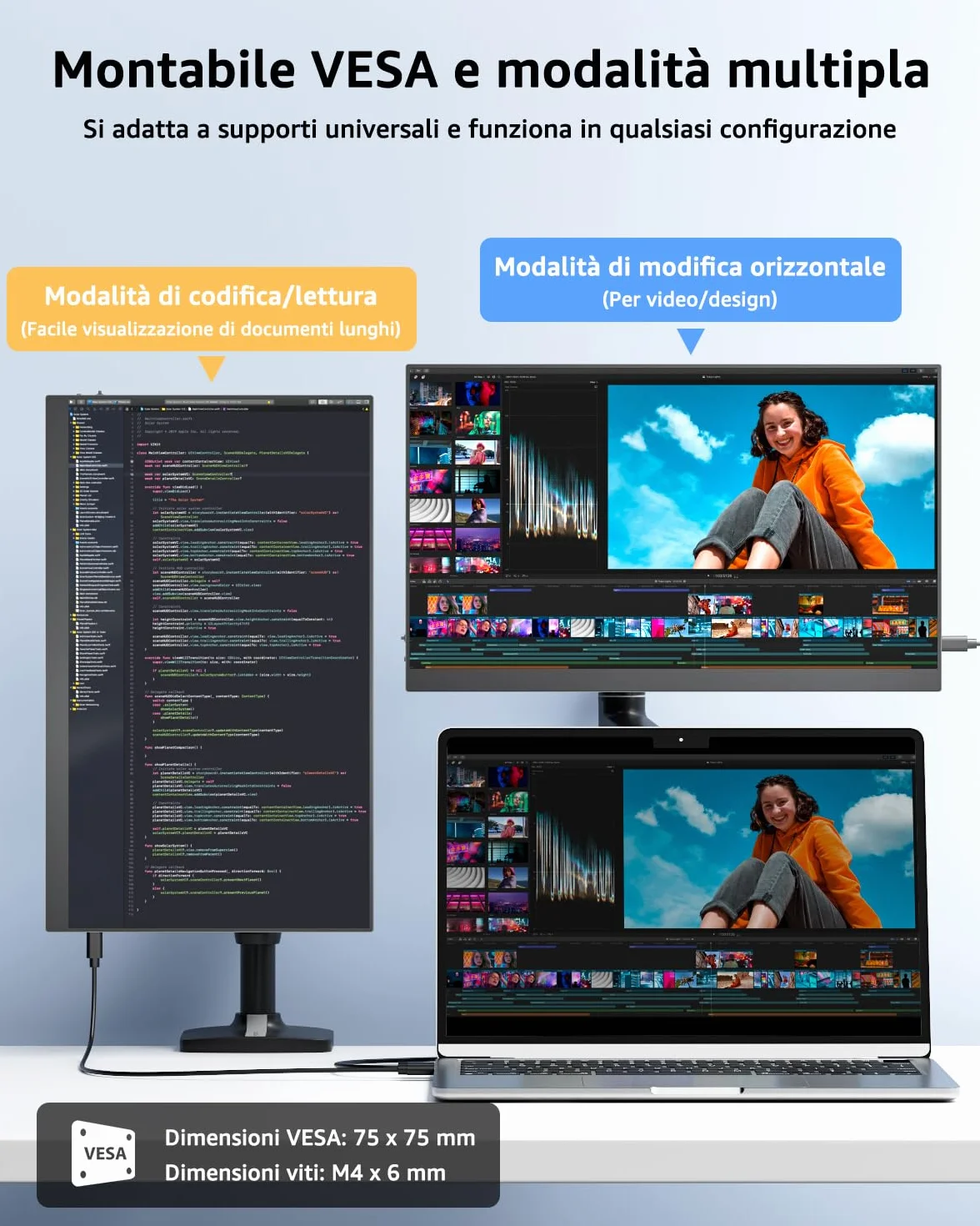 Yodoit Monitor Portatile 15,6" Display IPS FHD 1920x1080P | Secondo Schermo Esterno per laptop con Connettività USB-C e HDMI, con Altoparlanti e Custodia, per PC, Mac, PS3/4/5, Xbox