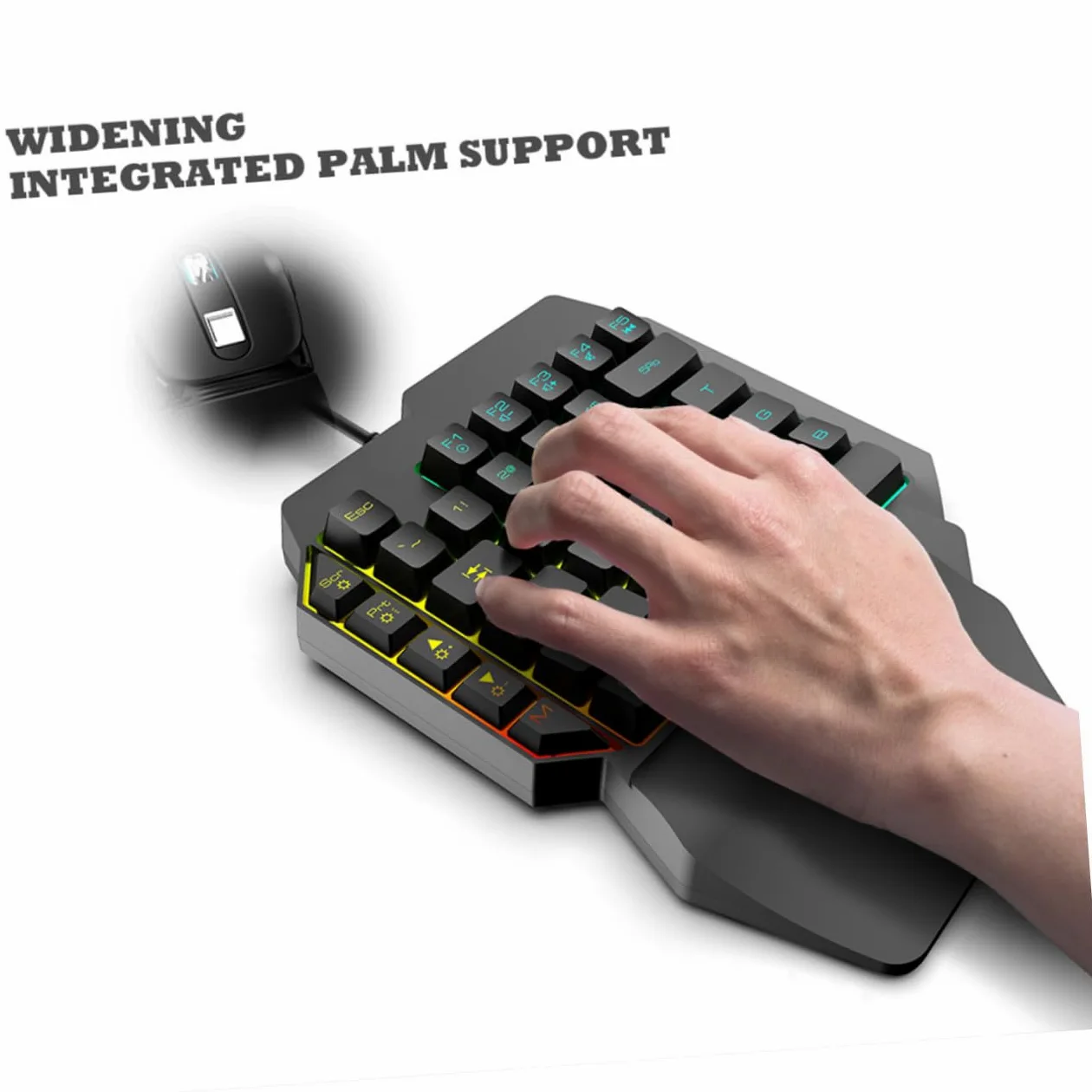 SHINEOFI Tastiera da Gioco Facile da Installare e Mouse con Retroilluminazione Led Operazione Precisa Design in ABS Nero Set per Dormitori e Intrattenimento a Casa