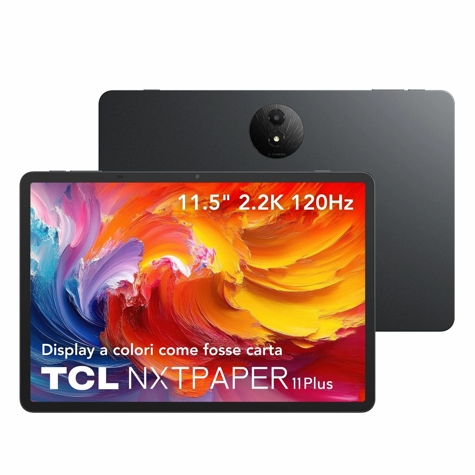 TCL NXTPAPER 11 Plus Tablet, Display NXTPAPER 4.0 da 11,5" 2.2K, AI Integrata, 256GB ROM, Espansione RAM 8GB + 8GB, Batteria da 8000mAh, Ricarica Rapida, Android 15, Grigio Scuro