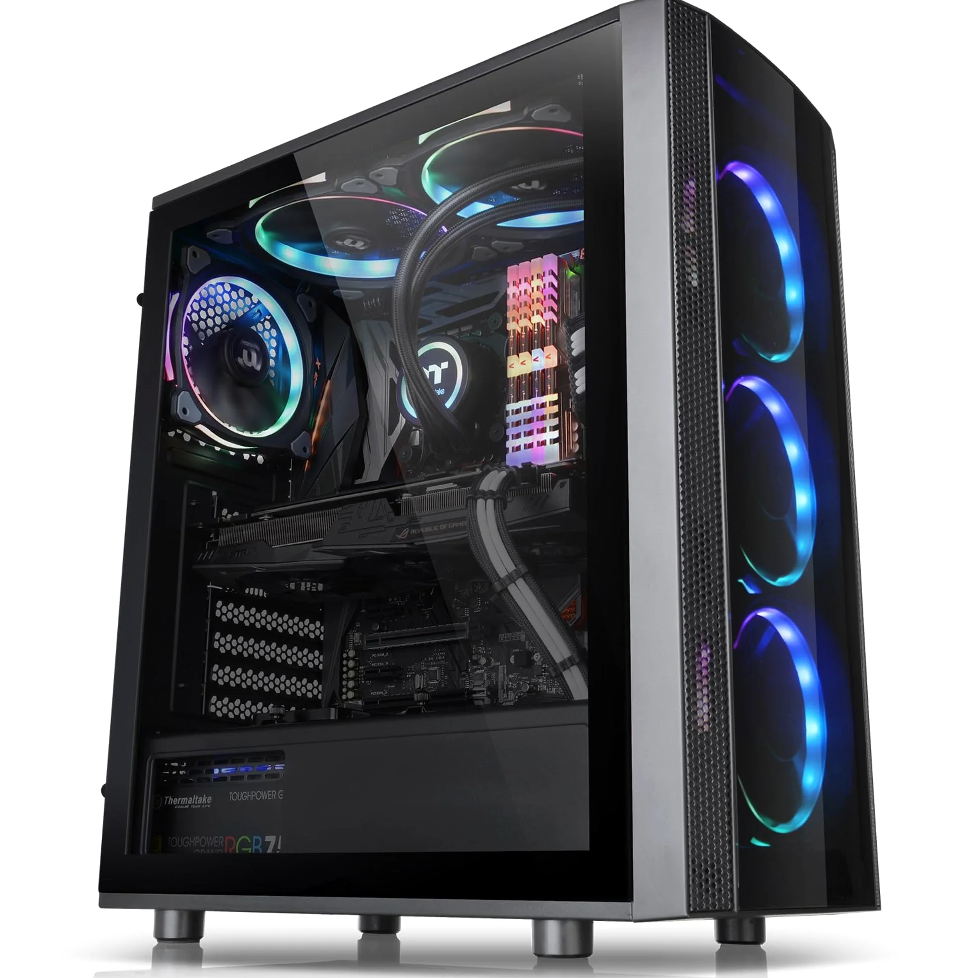 Thermaltake Versa J25 TG RGB Case per Desktop PC, Nero