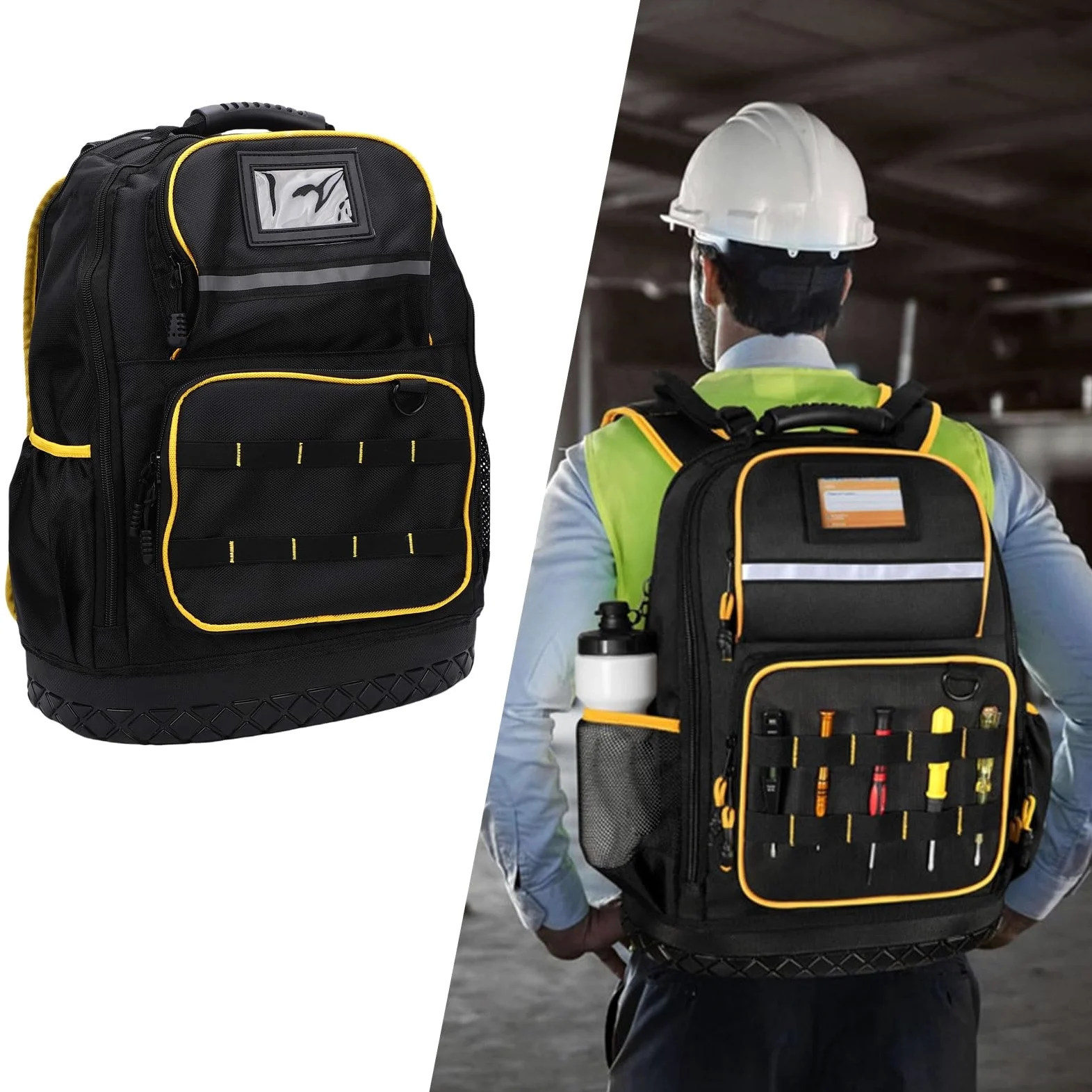 Tosuny Zaino Portautensili con Tasche Multiple, Custodia Imbottita per Laptop, Borsa Portautensili con Fondo Rigido in Tessuto Oxford Resistente con Custodia e Cavo USB