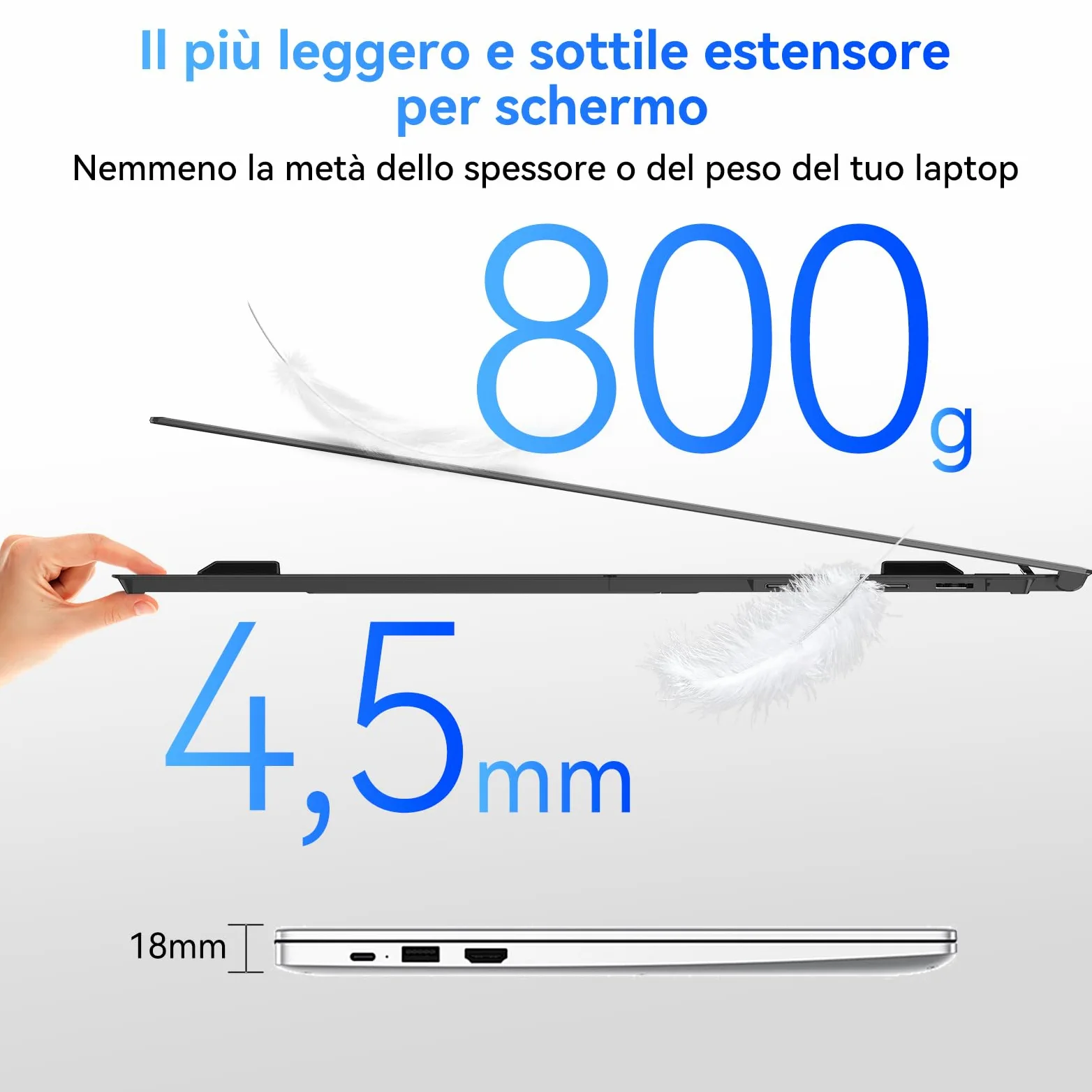 Blackview Monitor Portatile per Laptop, 15,6“ FHD 1200P 100% sRGB FHD Ultra Leggero Adatto a Tutte Dimensioni Laptops Venire con Type-C USB HDMI Plug-Play per Mac, Windows, Chrome, Android