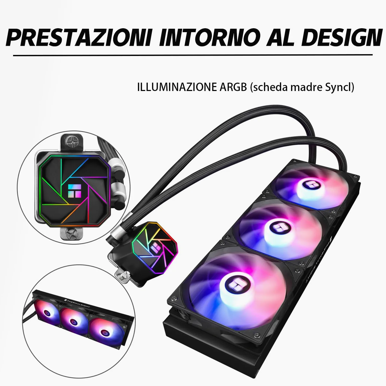 TR AQUA ELITE 360 V3 3 Ventole ARGB PWM con cuscinetti S-FDB, pompa efficiente controllata da PWM, per AMD / AM4 / AM5 Intel LGA1150 / 1151/1200 / 2011/1700 (AE360 V3)