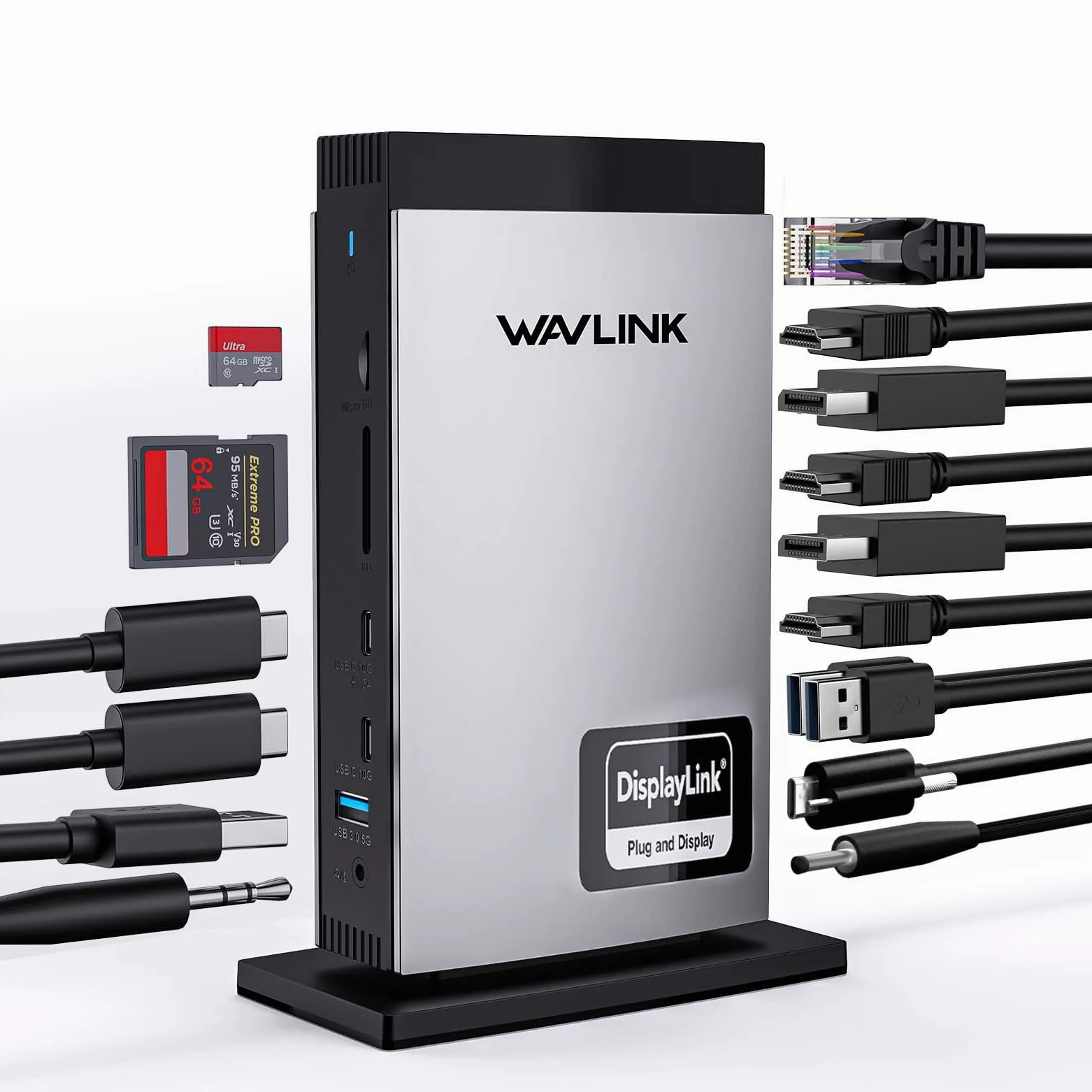 WAVLINK USB C Laptop Docking Station 3 HDMI, DisplayLink Triple 4K60Hz, Triplo Display per M1 M2 M3 M4 M5 Mac/Windows, 5 Porte USB, 2DP, Compatibile con MacBook Neo(Nessuna ricarica del laptop)