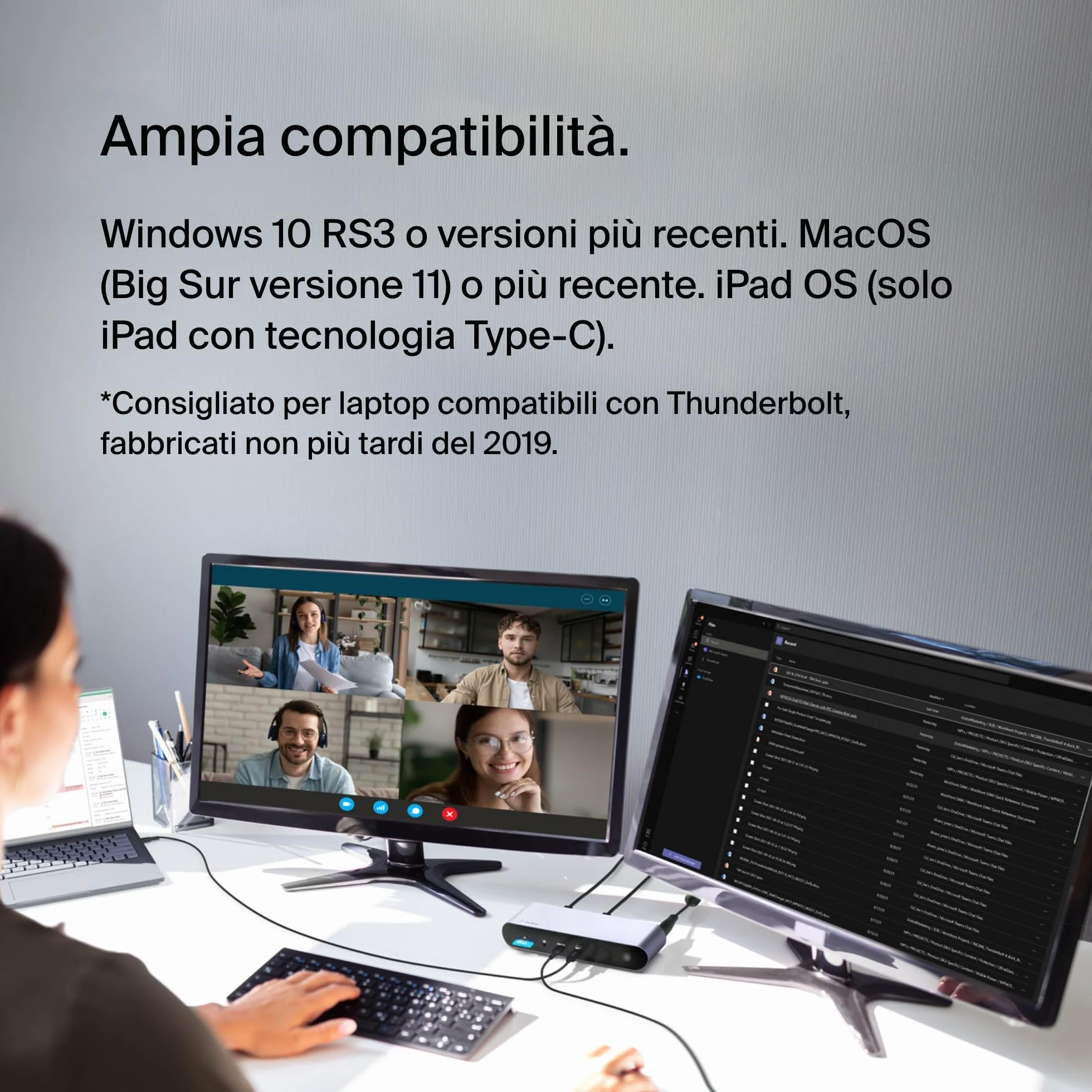 Belkin Dock Thunderbolt 4 Pro, supporto di 1 monitor 8K a 60 Hz, 2 monitor 4K, 2 porte Thunderbolt 4, 2 porte HDMI, USB-C PD da 90 W, ingresso/uscita audio, compatibile con MacBook Pro, XPS e altri