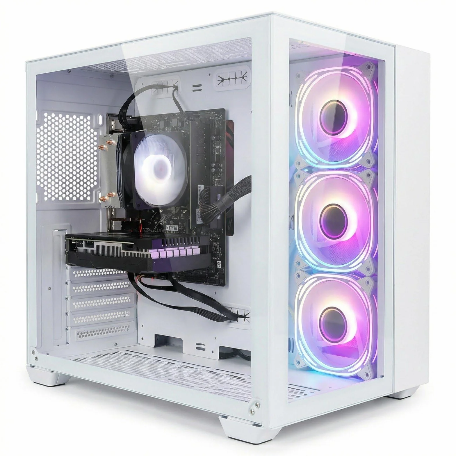 STGSivir PC Gaming Fisso, Computer Gaming, Ryzen 5 5500 fino a 4.2GHz，GeForce RTX 3050 6GB，32GB DDR4 RAM，1TB SSD，WIFI 6, BT 5.0，ventole RGB x3 Windows11 Pro