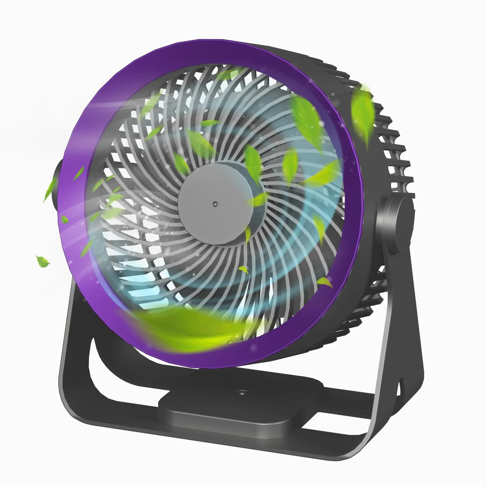 Ventilatore da tavolo elettrico senza fili portatile silenzioso con circolazione d'aria a 3 velocità per casa, ufficio, camera da letto, dormitorio, viaggi, campeggio, raffreddamento a soffitto a