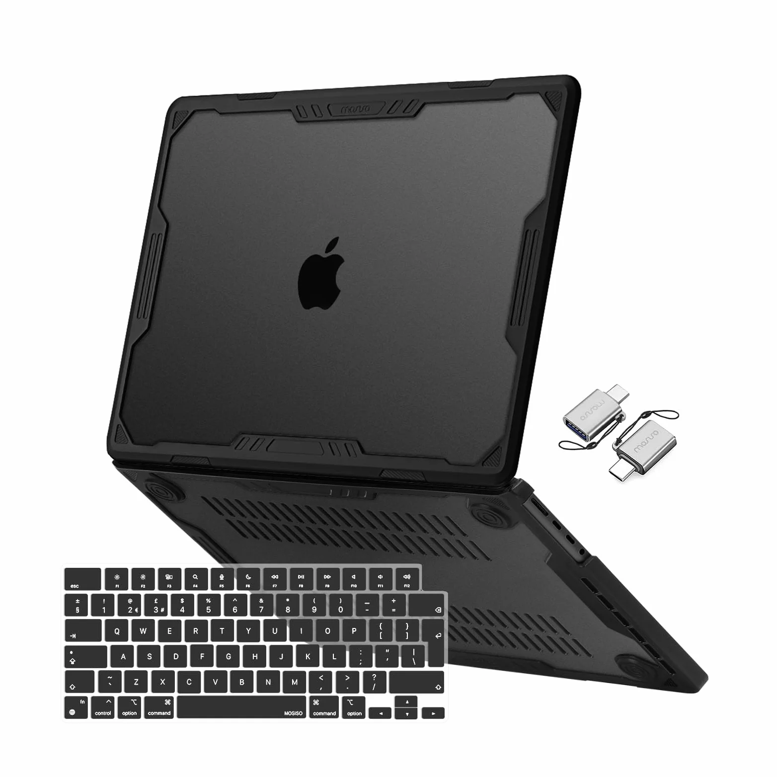 MOSISO Custodia Compatibile con MacBook Pro 14 Cover 2025-2021 M5 A3434 M4 A3112 A3185 A3401 M3 A2918 A2992 M2 A2779 M1 A2442,Case Paraurti TPU Geometrico Simmetrico&Copritastiera&Tipo C, Nero